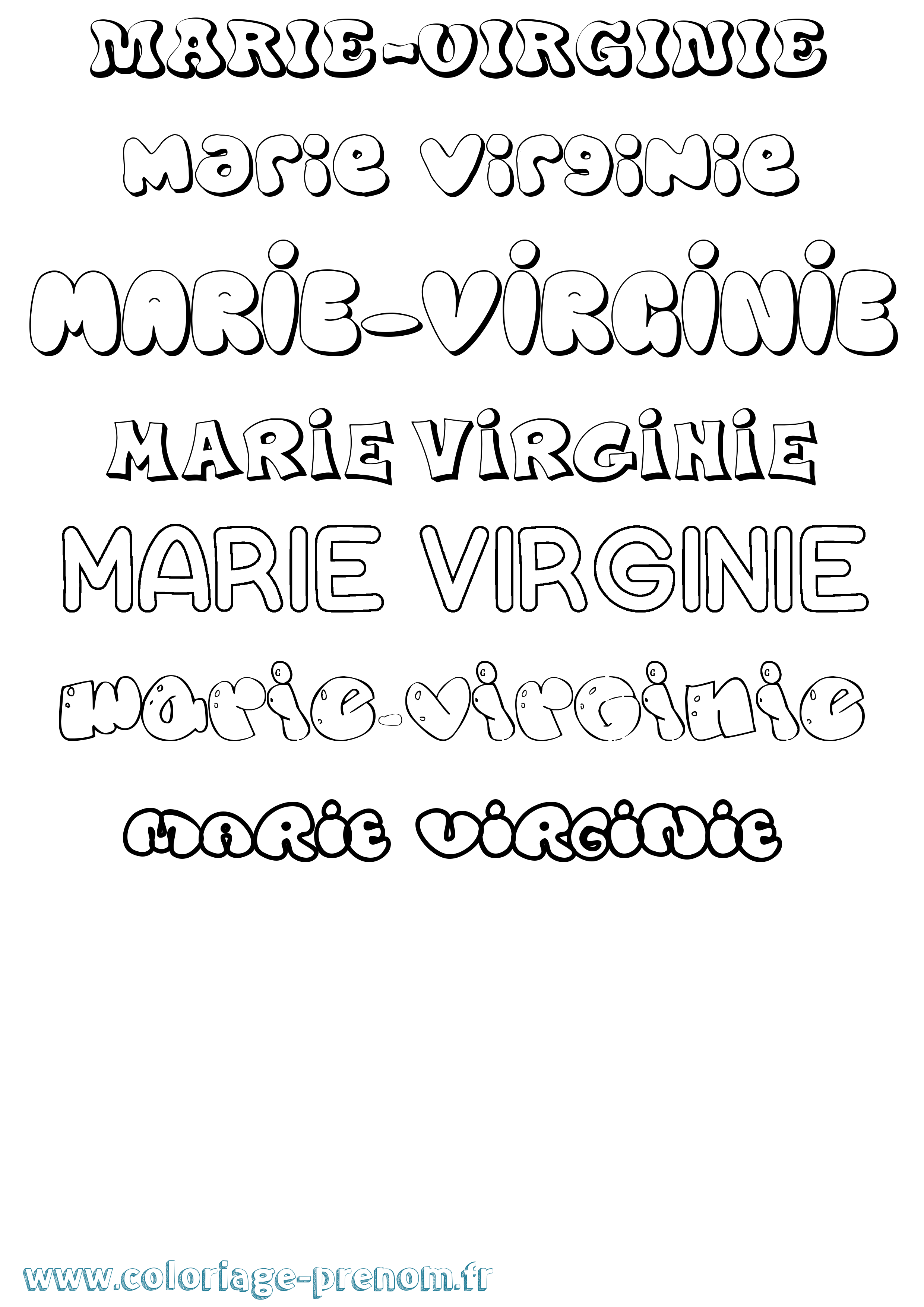 Coloriage prénom Marie-Virginie Bubble