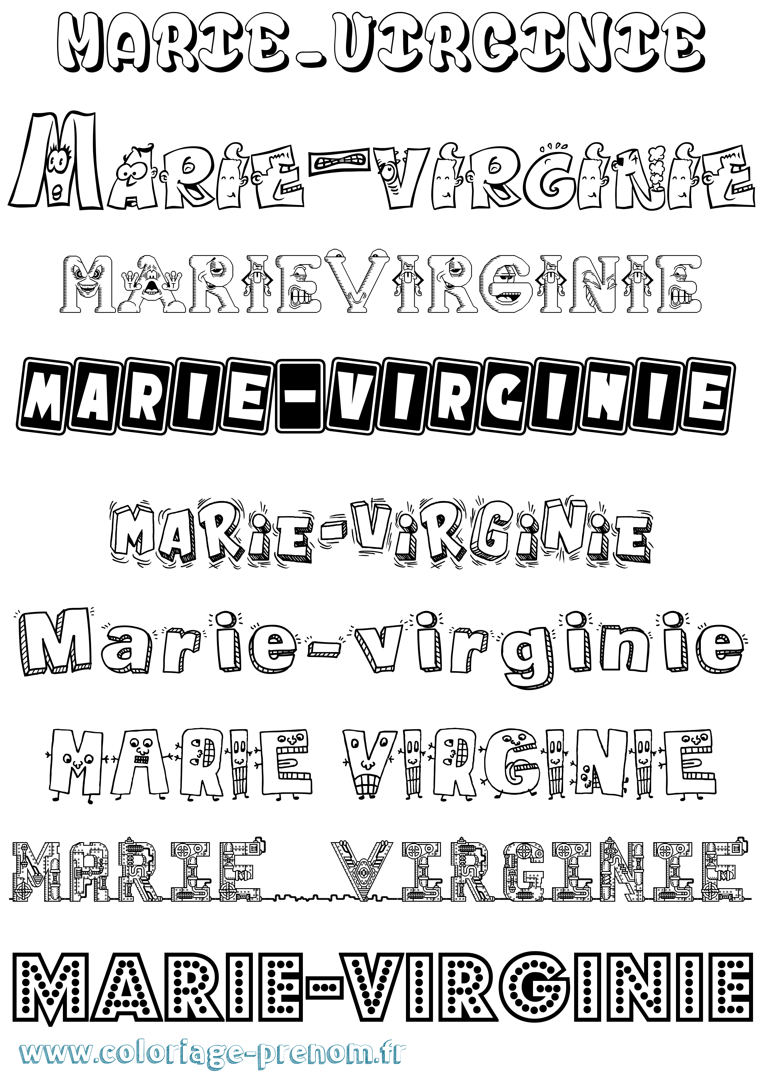 Coloriage prénom Marie-Virginie Fun