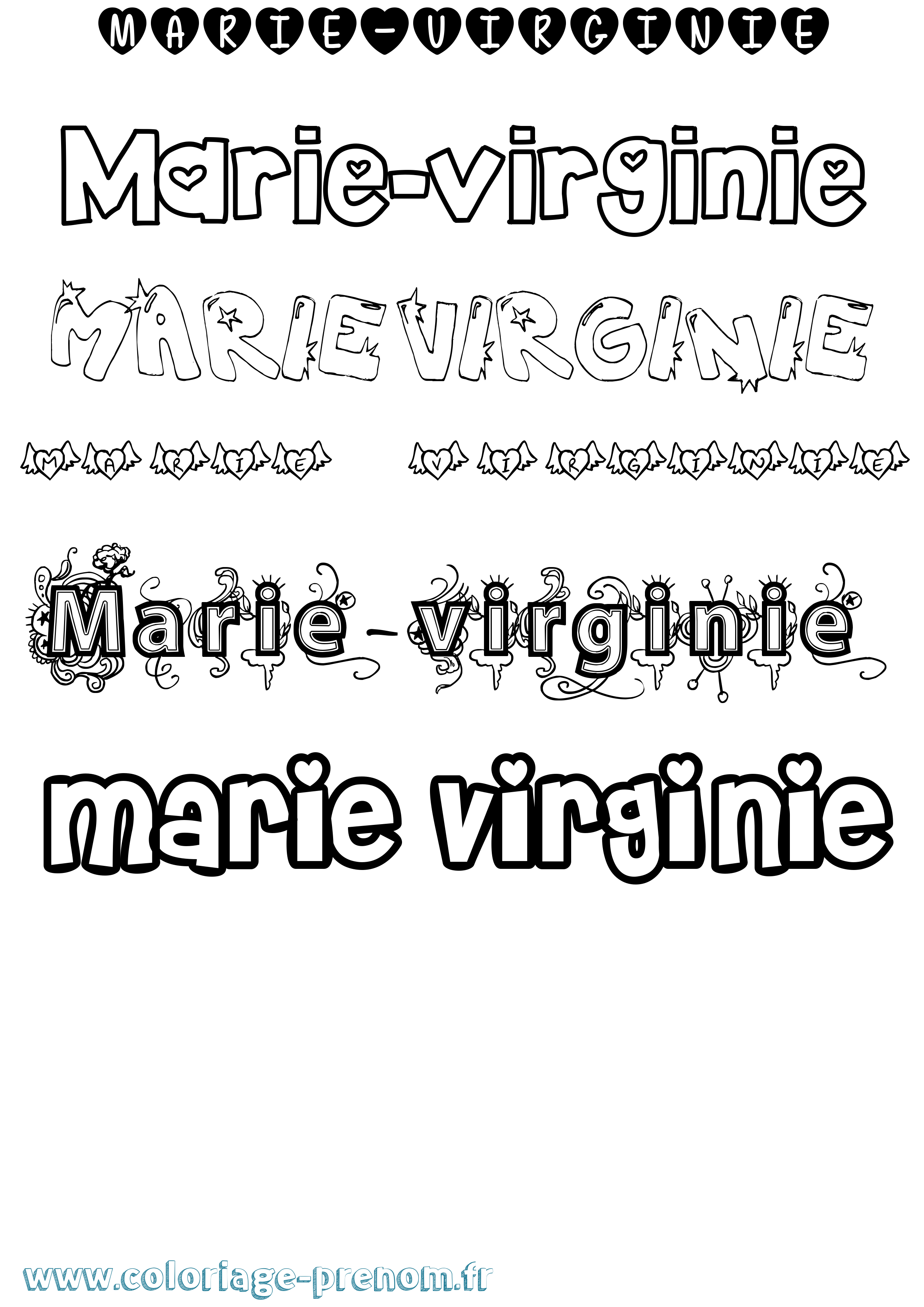 Coloriage prénom Marie-Virginie Girly