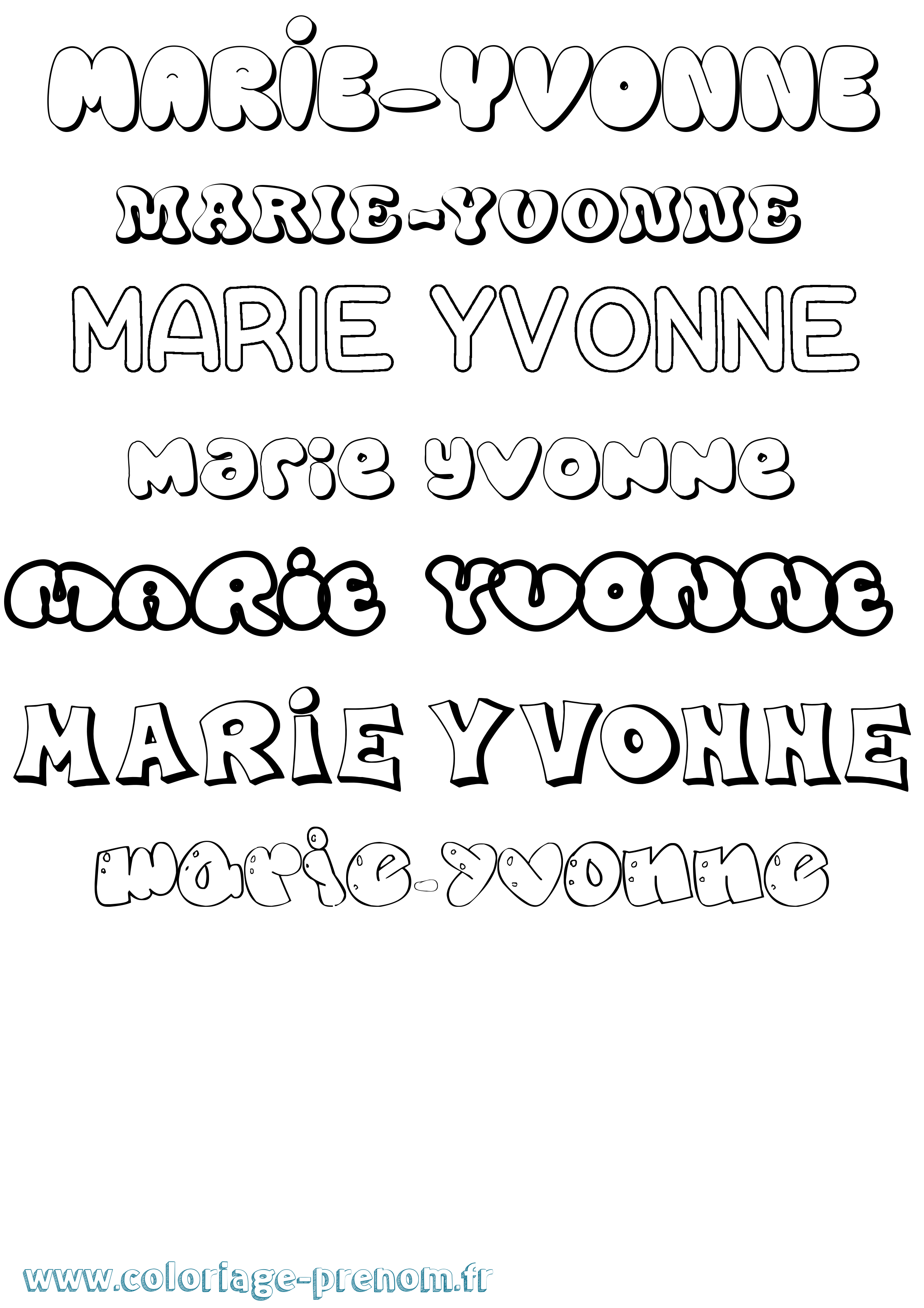 Coloriage prénom Marie-Yvonne Bubble