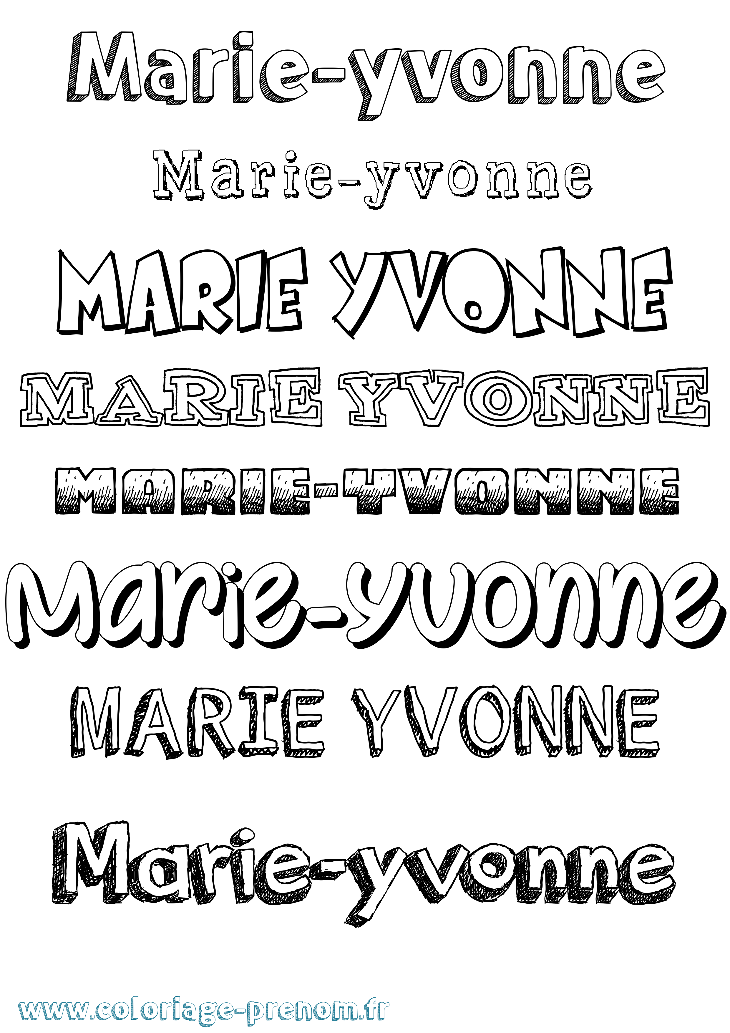 Coloriage prénom Marie-Yvonne Dessiné