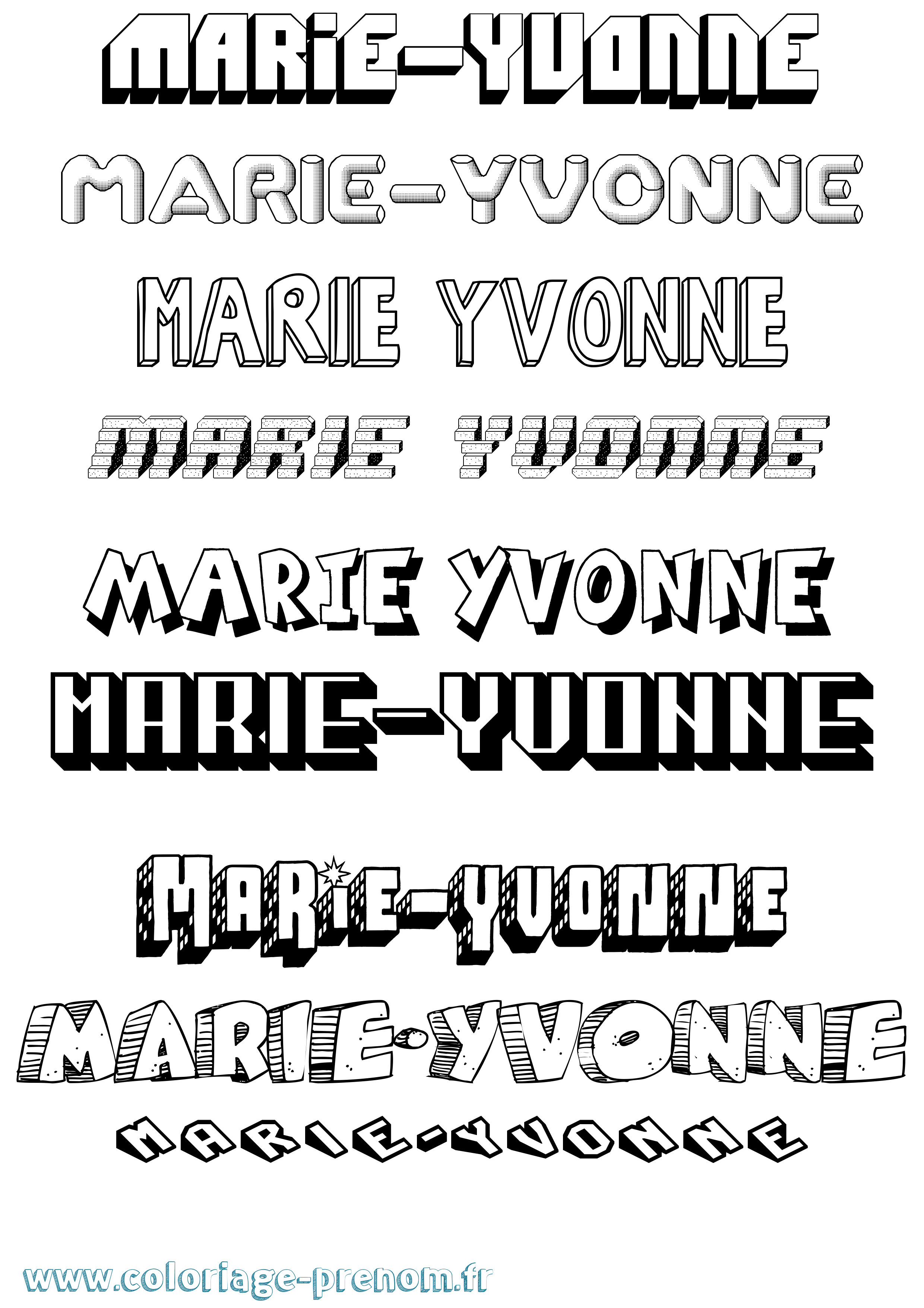 Coloriage prénom Marie-Yvonne Effet 3D