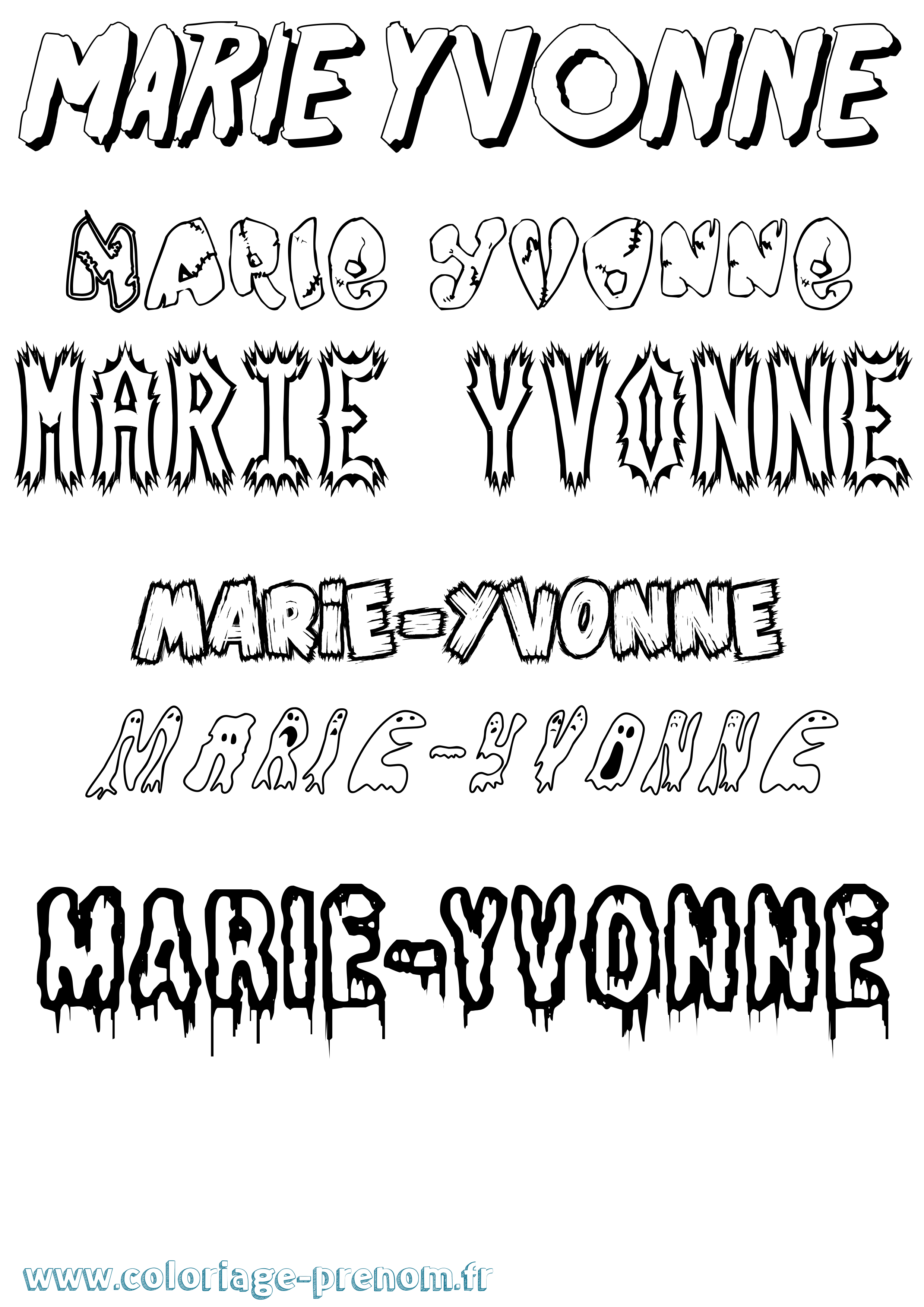Coloriage prénom Marie-Yvonne Frisson
