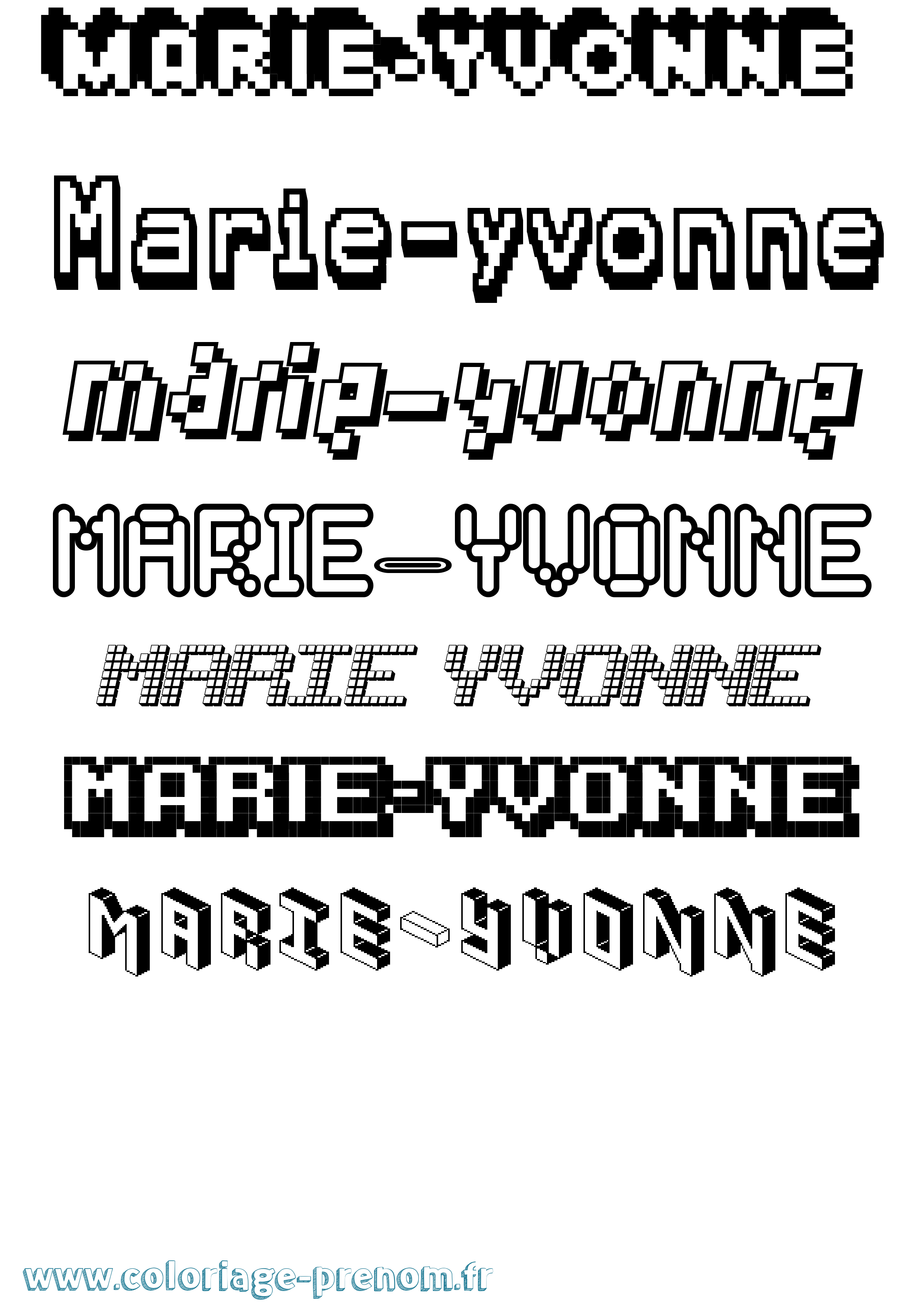 Coloriage prénom Marie-Yvonne Pixel