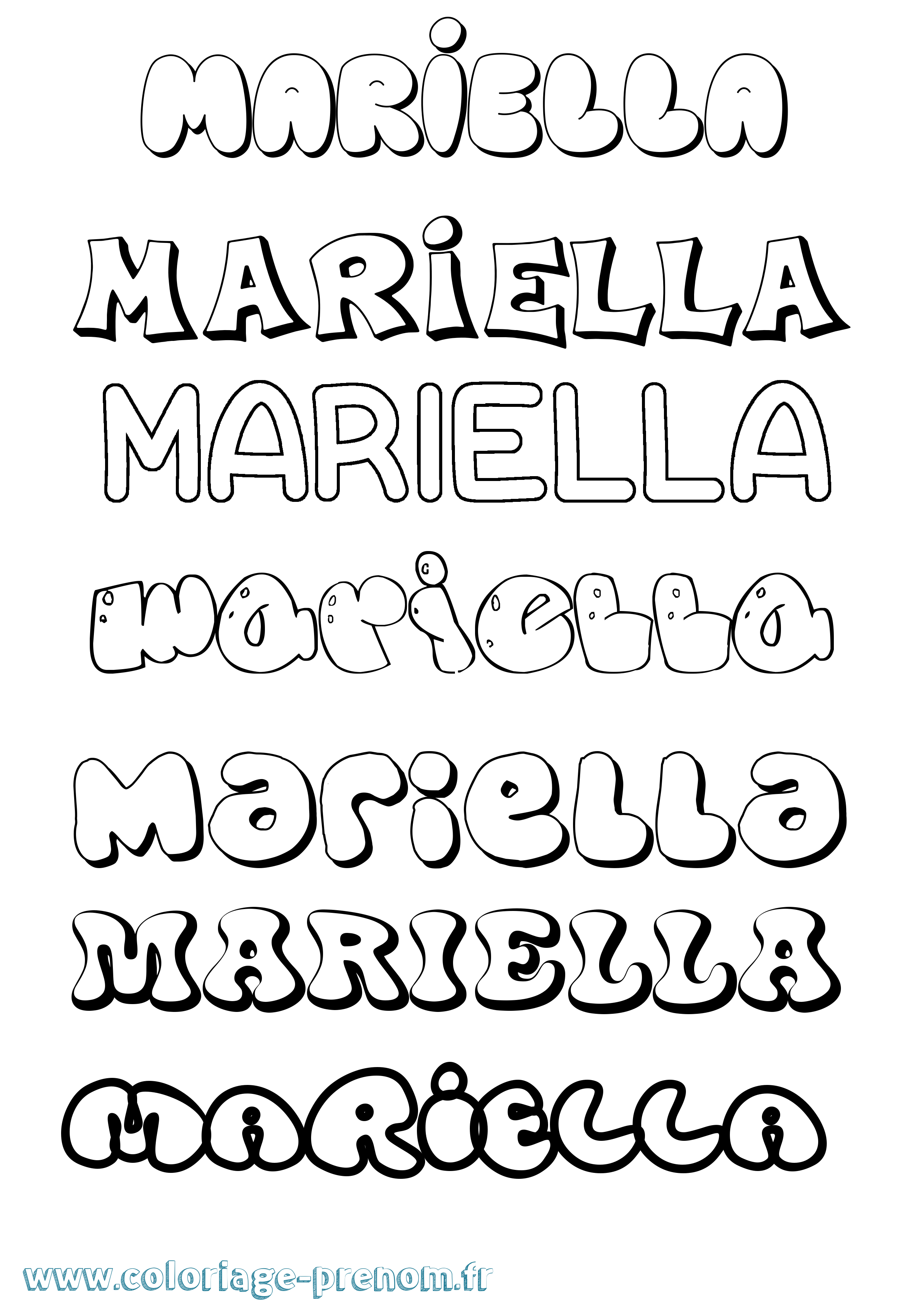 Coloriage prénom Mariella Bubble
