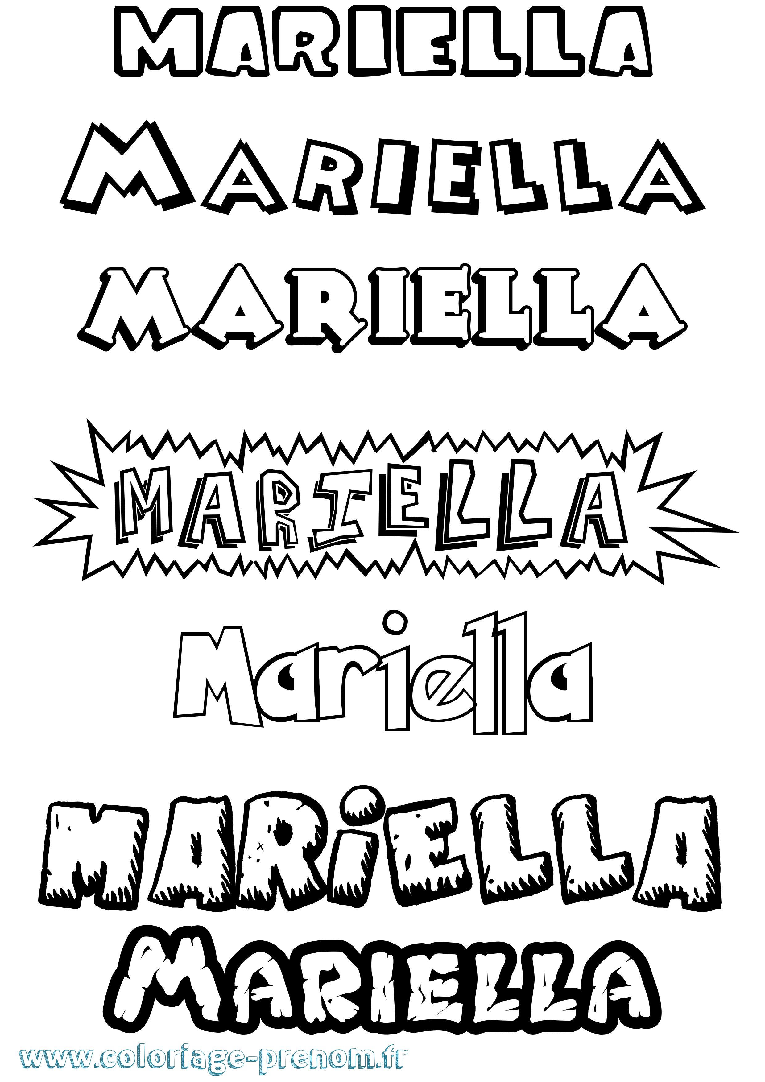Coloriage Mariella Dessin Animé Coloriage prénom Mariella Dessin Animé