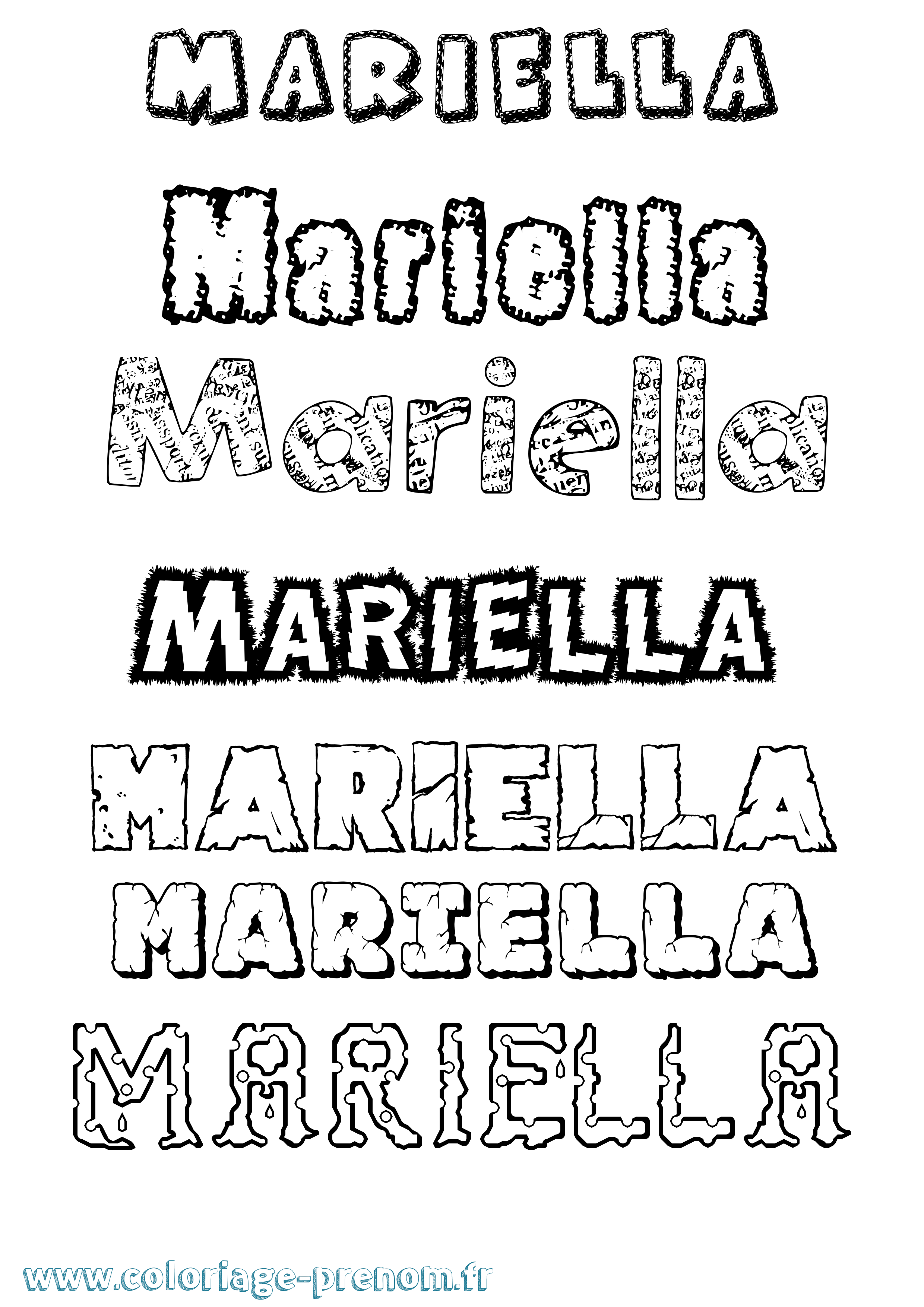 Coloriage Mariella Destructuré Coloriage prénom Mariella Destructuré
