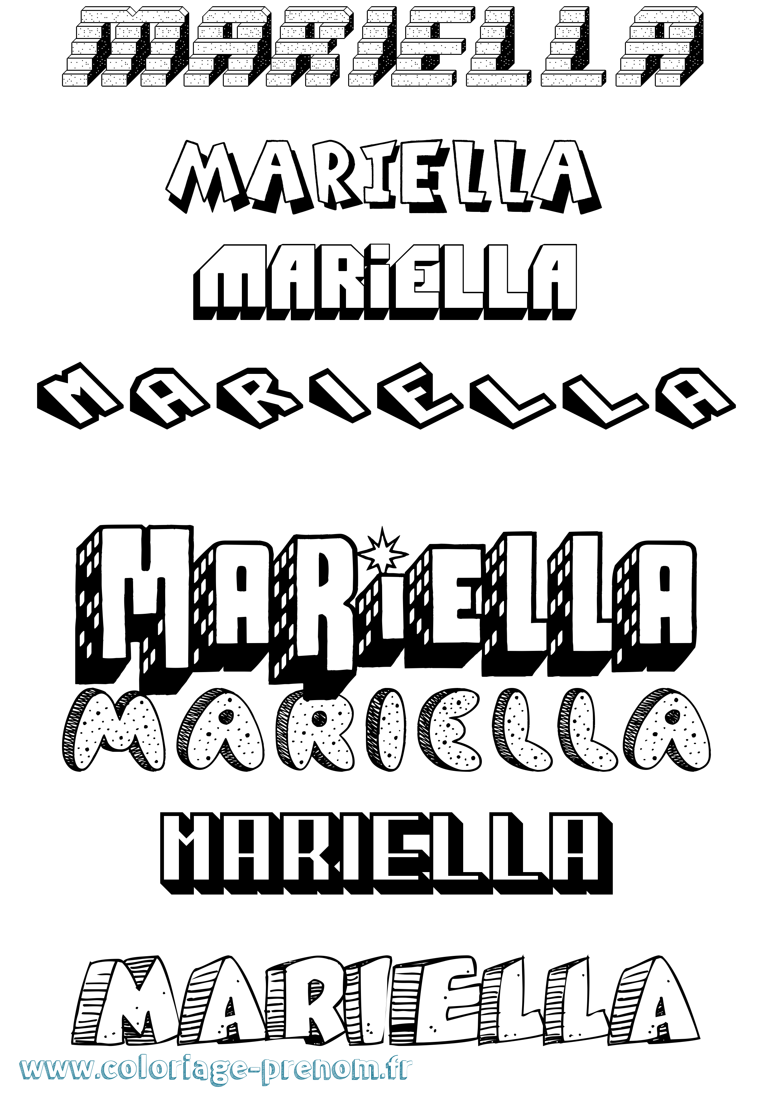 Coloriage Mariella Effet 3D Coloriage prénom Mariella Effet 3D