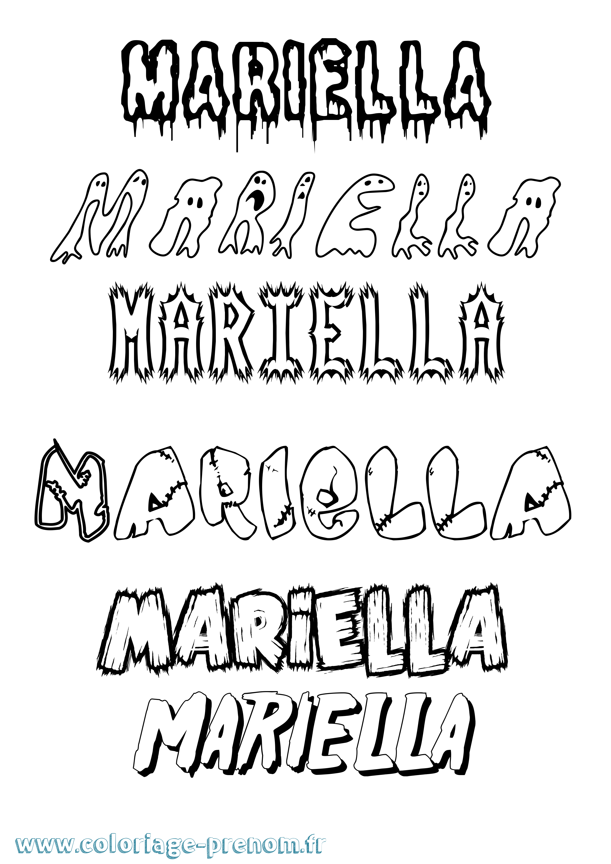 Coloriage prénom Mariella Frisson