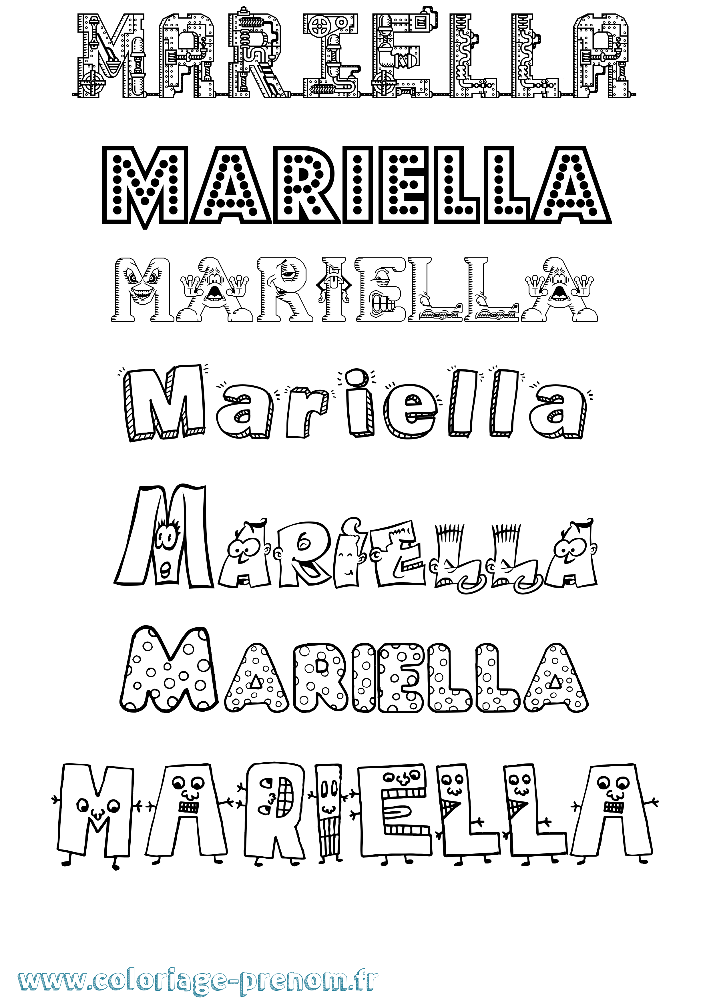 Coloriage prénom Mariella Fun