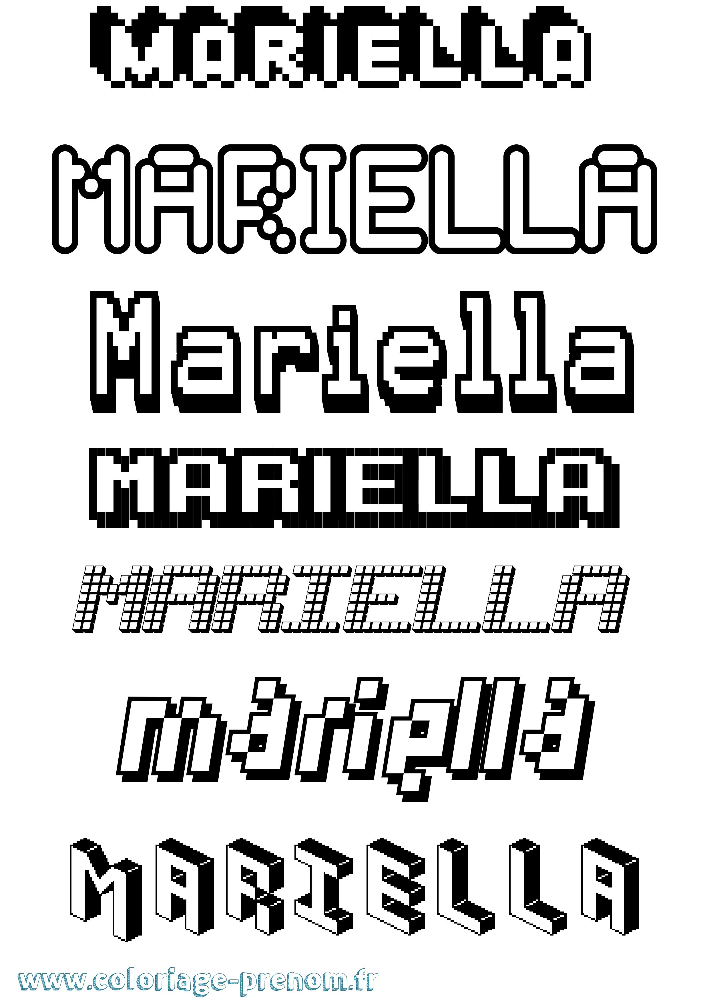 Coloriage prénom Mariella Pixel