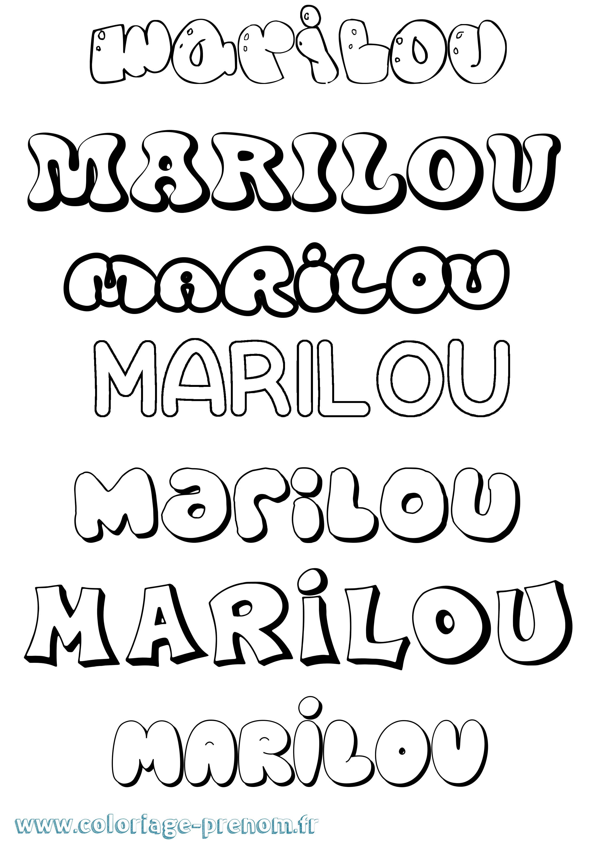 Coloriage prénom Marilou Bubble