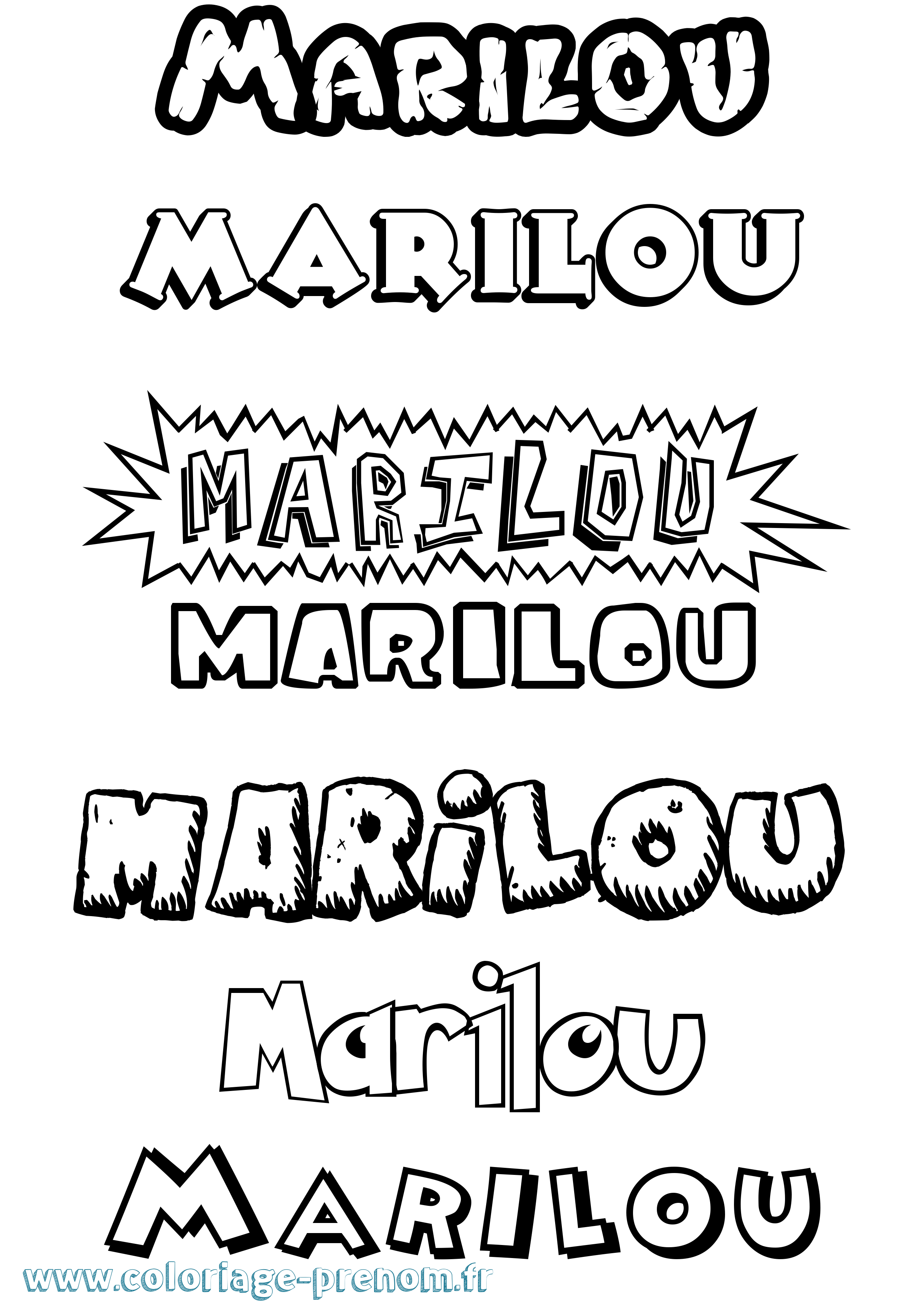Coloriage prénom Marilou Dessin Animé