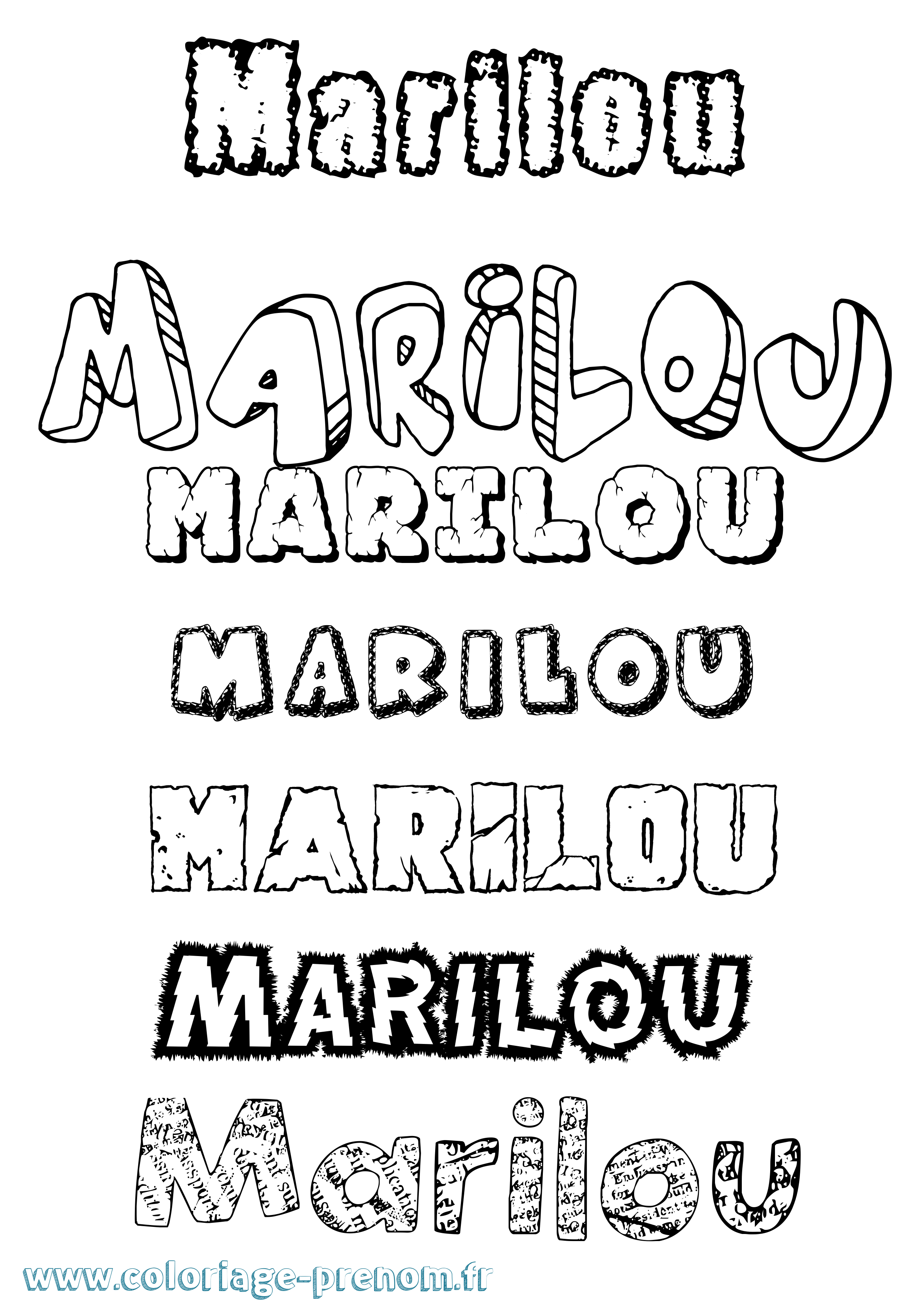 Coloriage prénom Marilou Destructuré