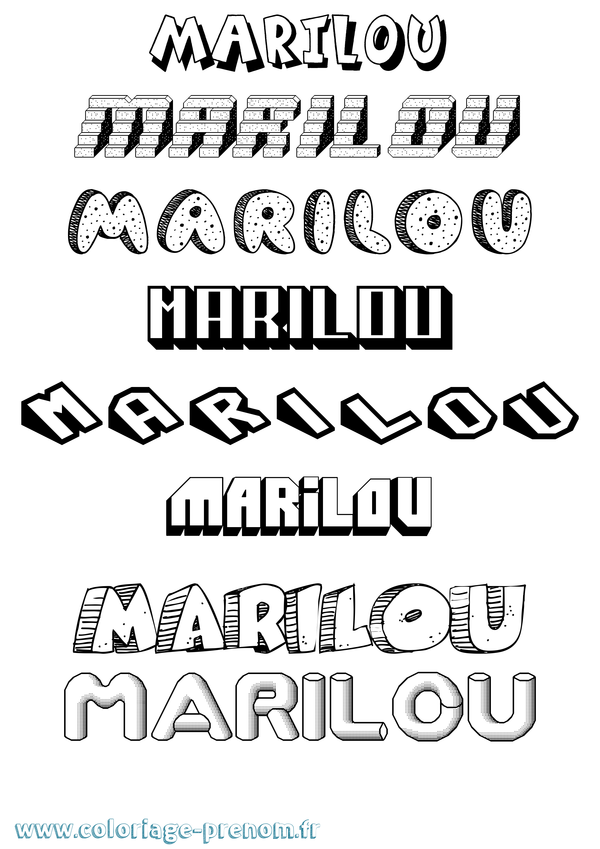 Coloriage prénom Marilou Effet 3D