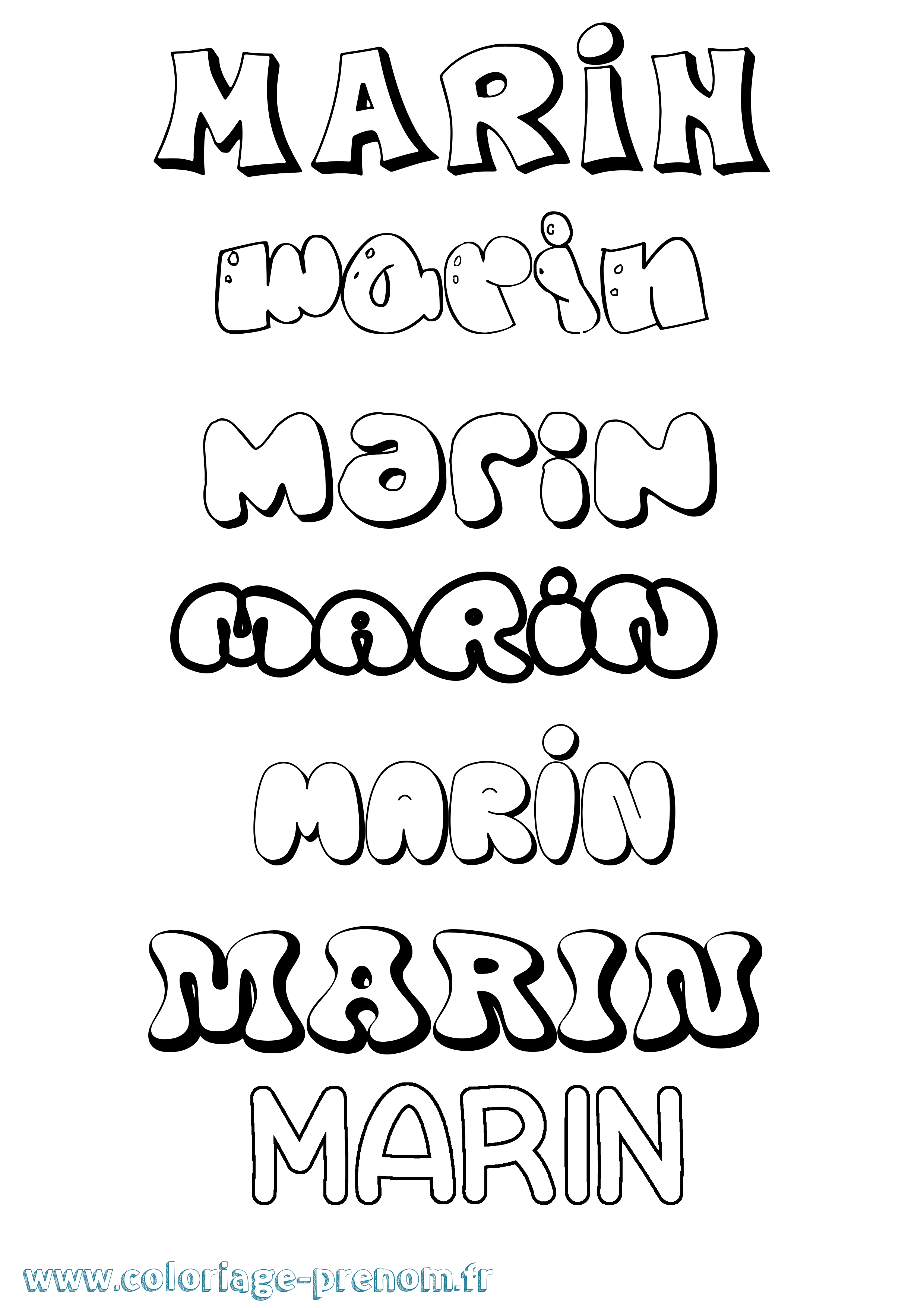 Coloriage prénom Marin Bubble