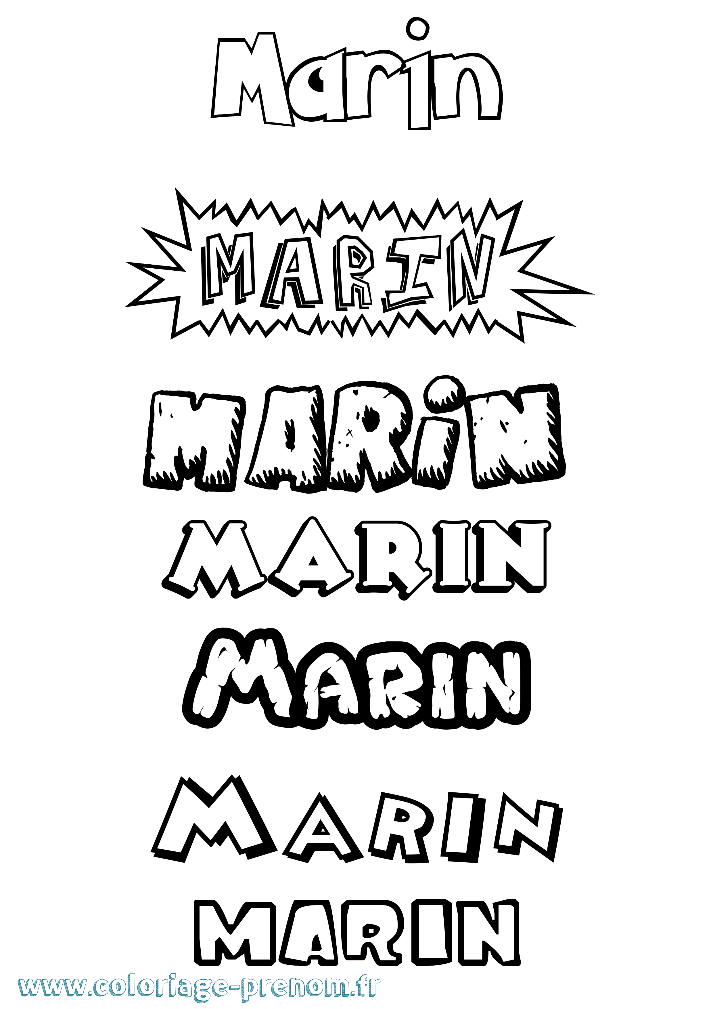 Coloriage prénom Marin Dessin Animé