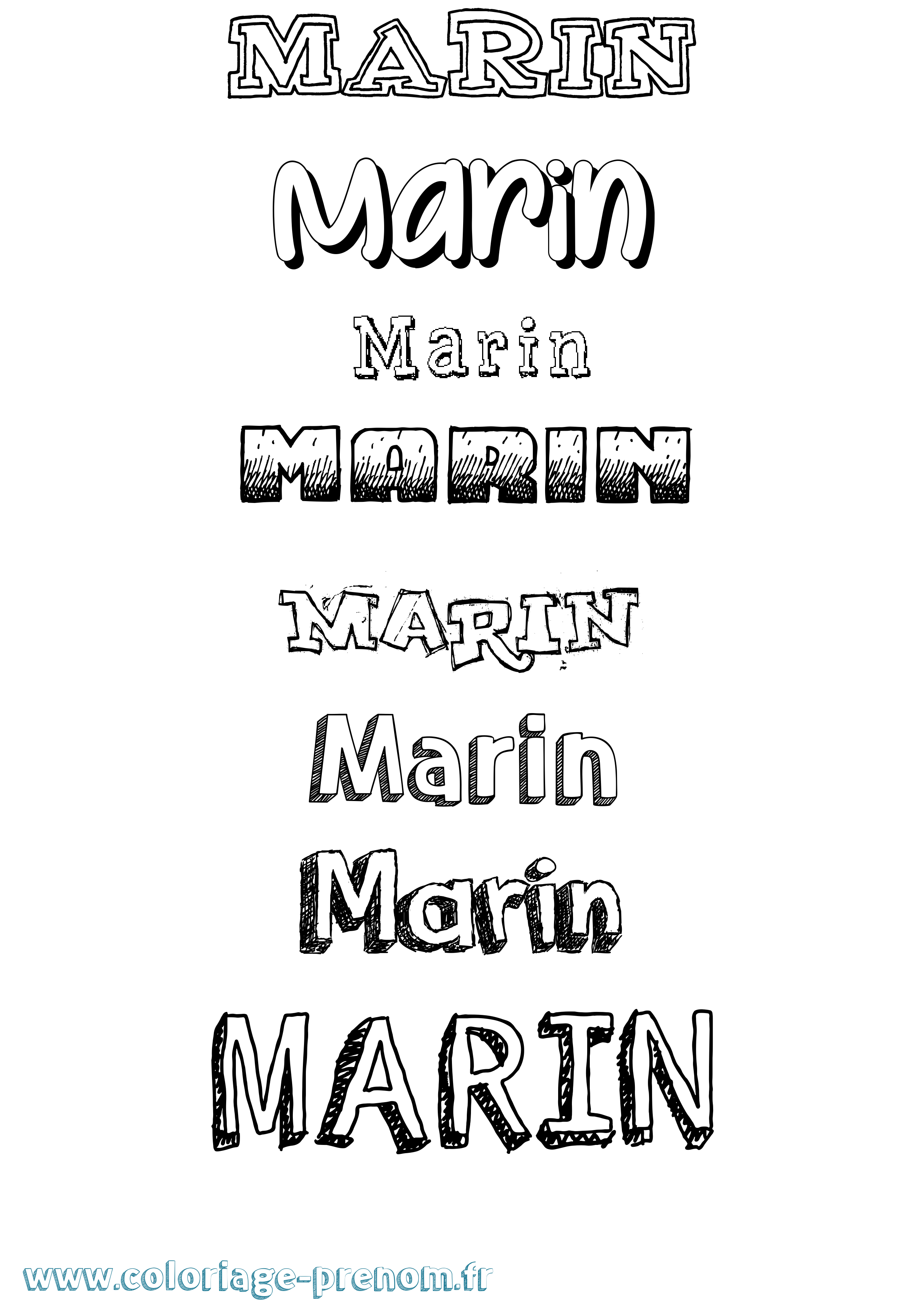 Coloriage prénom Marin Dessiné