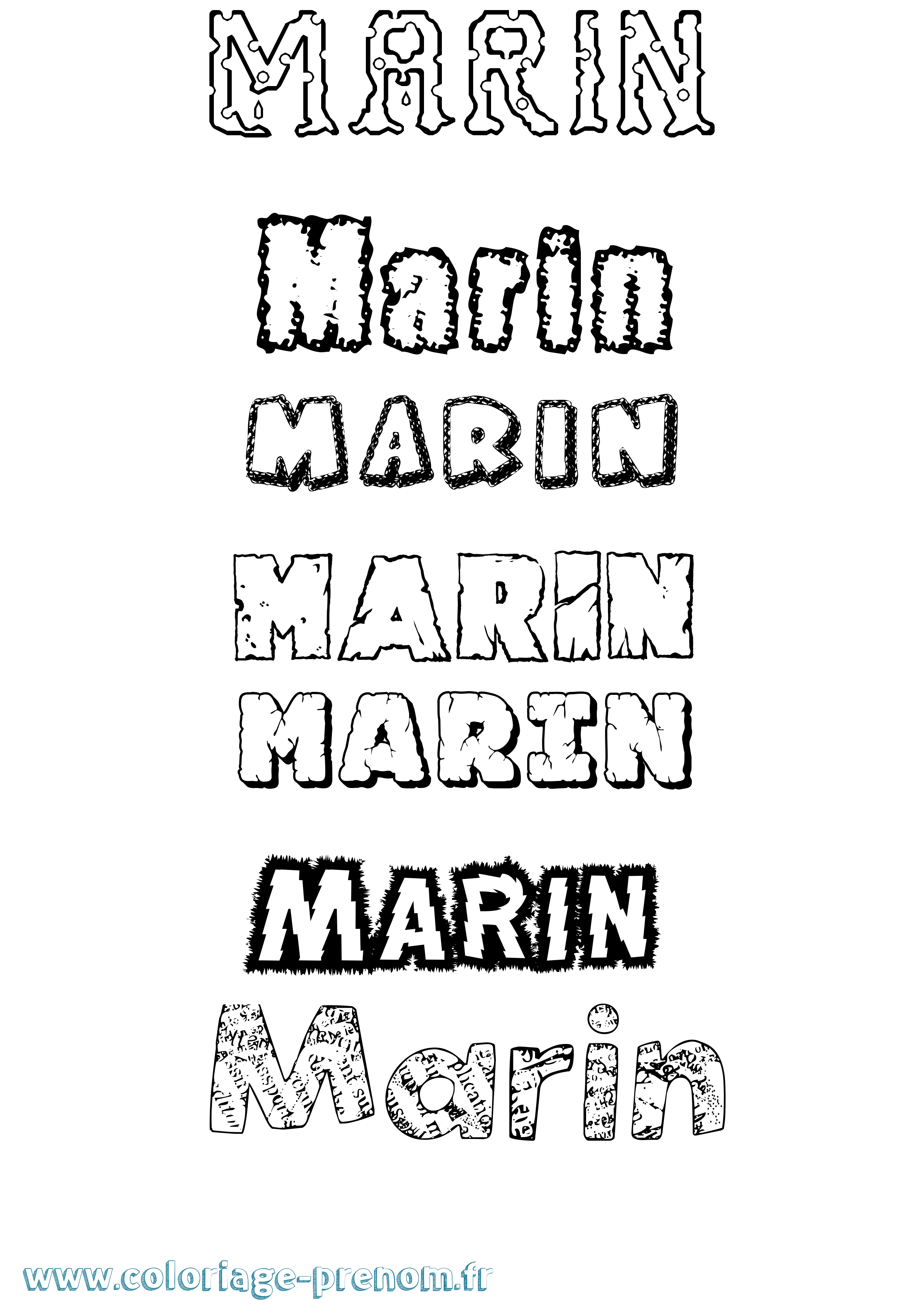Coloriage prénom Marin Destructuré