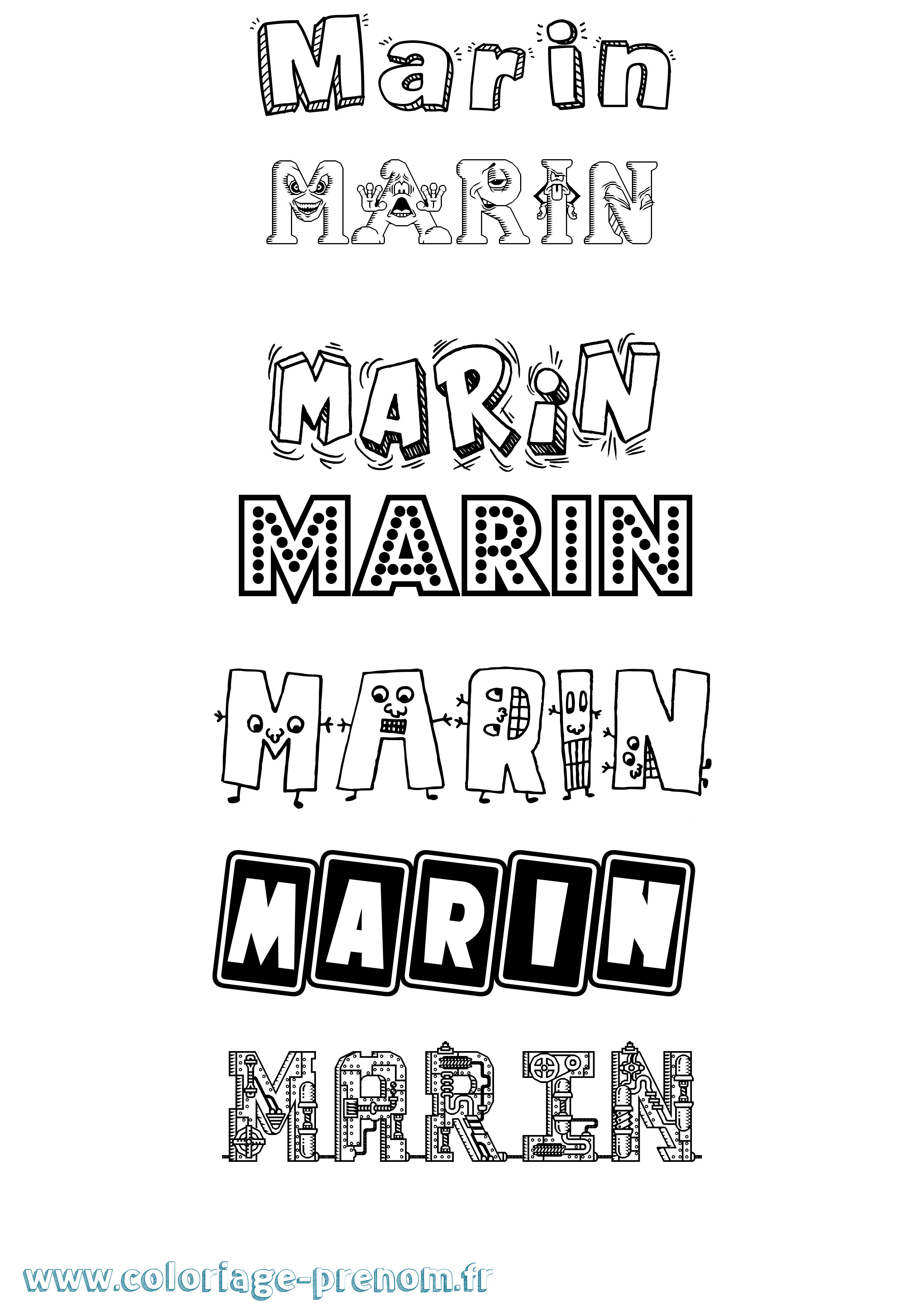 Coloriage prénom Marin Fun