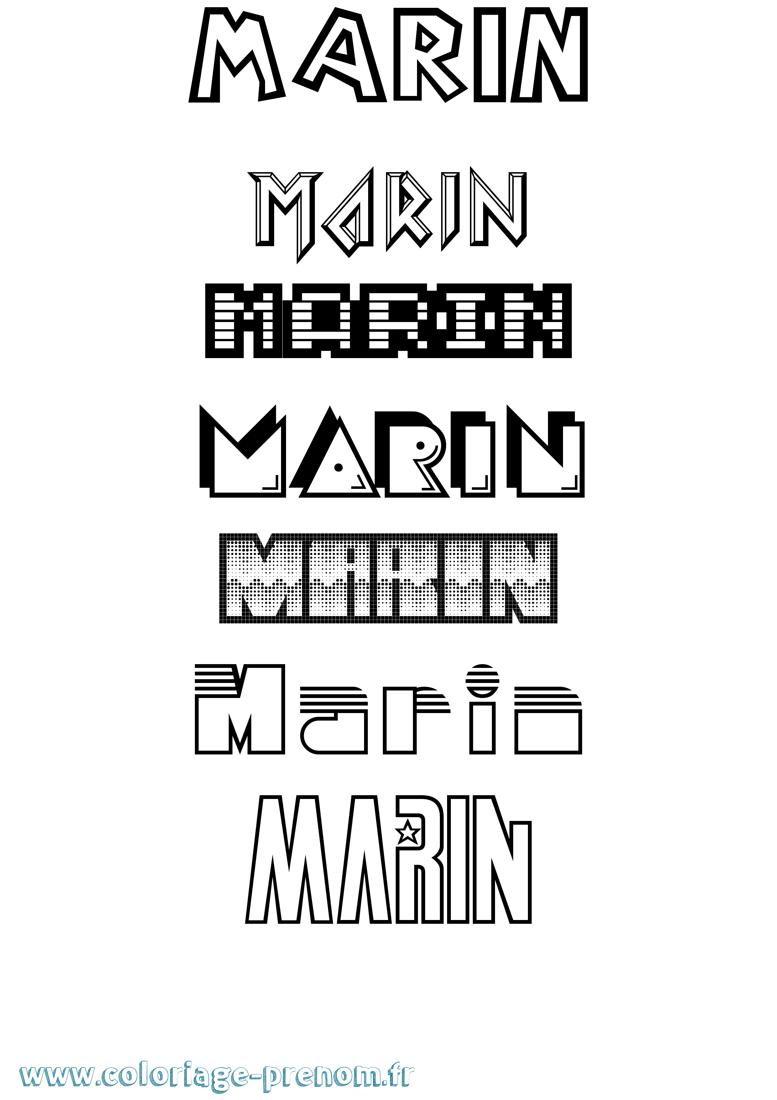 Coloriage prénom Marin