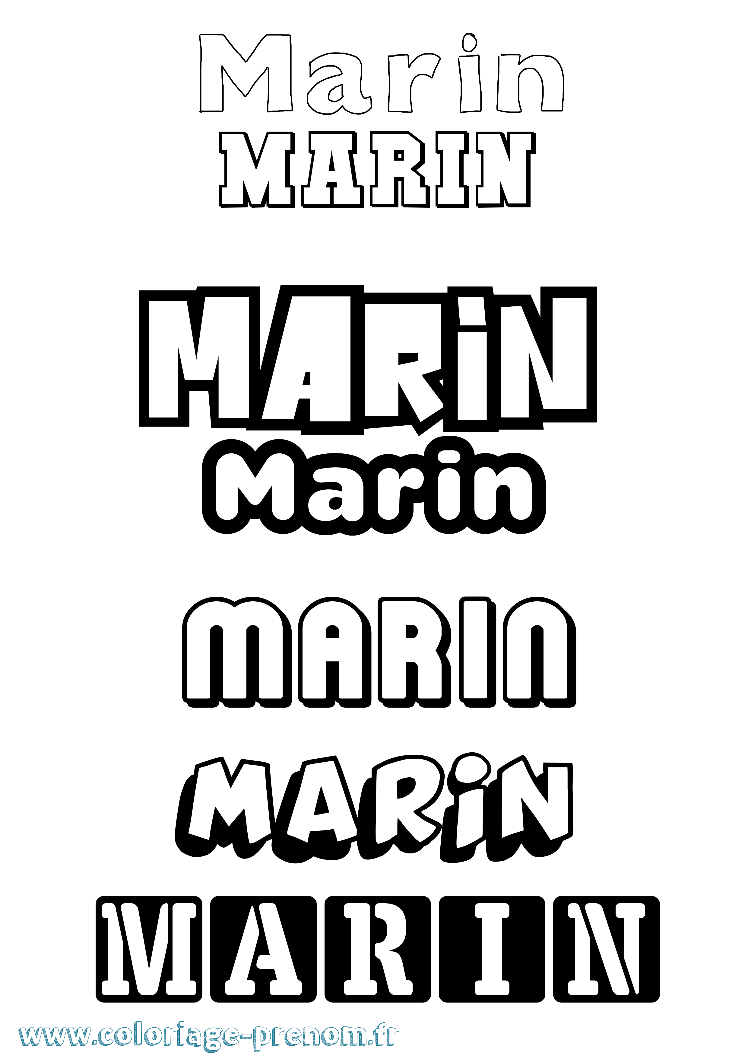 Coloriage prénom Marin Simple