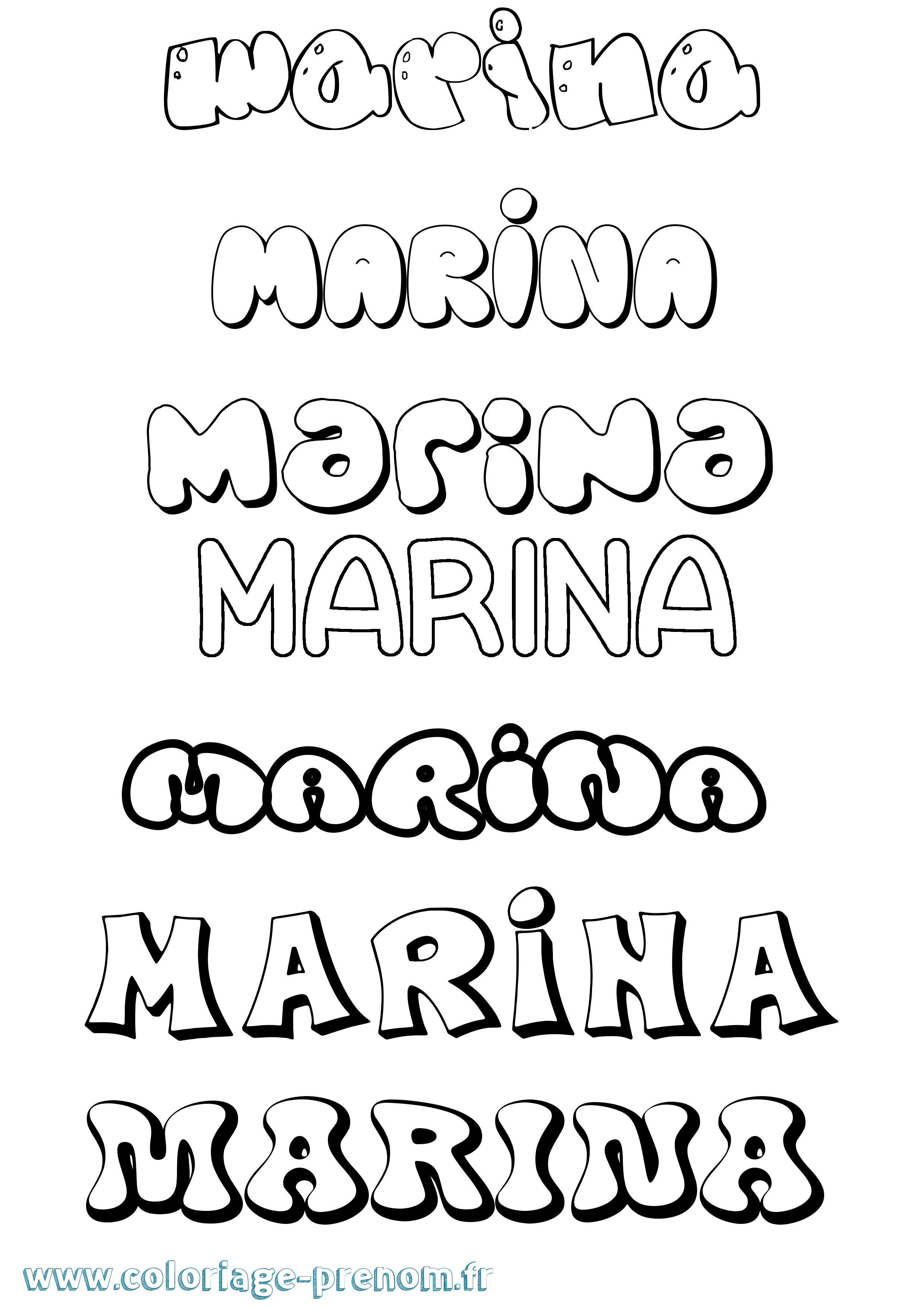 Coloriage prénom Marina