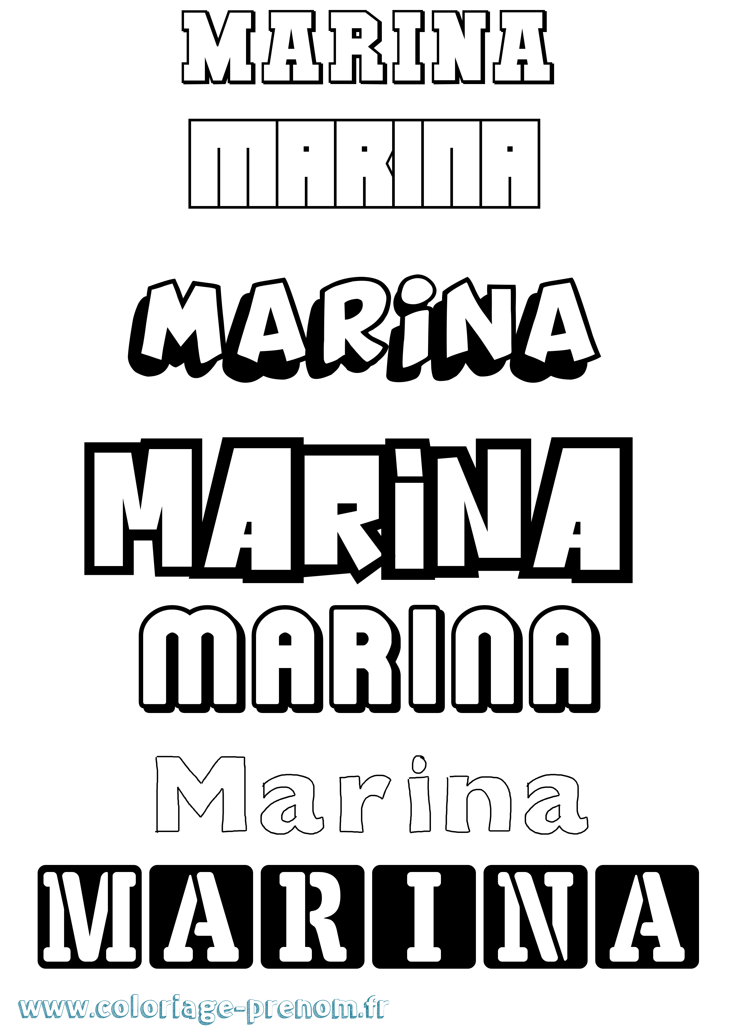 Coloriage prénom Marina