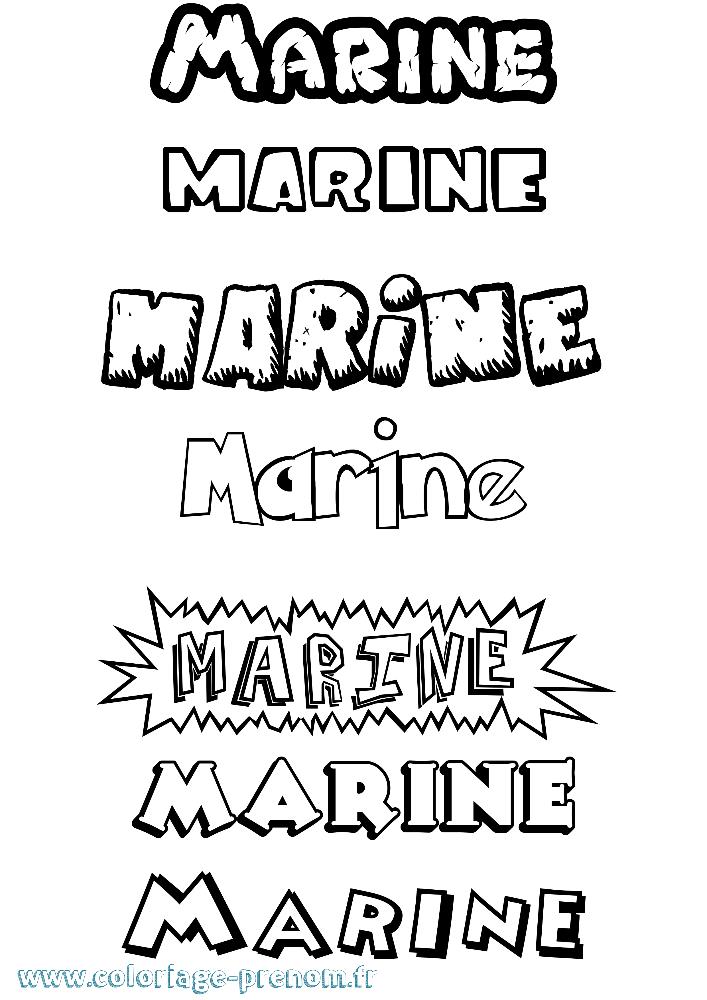 Coloriage prénom Marine Dessin Animé