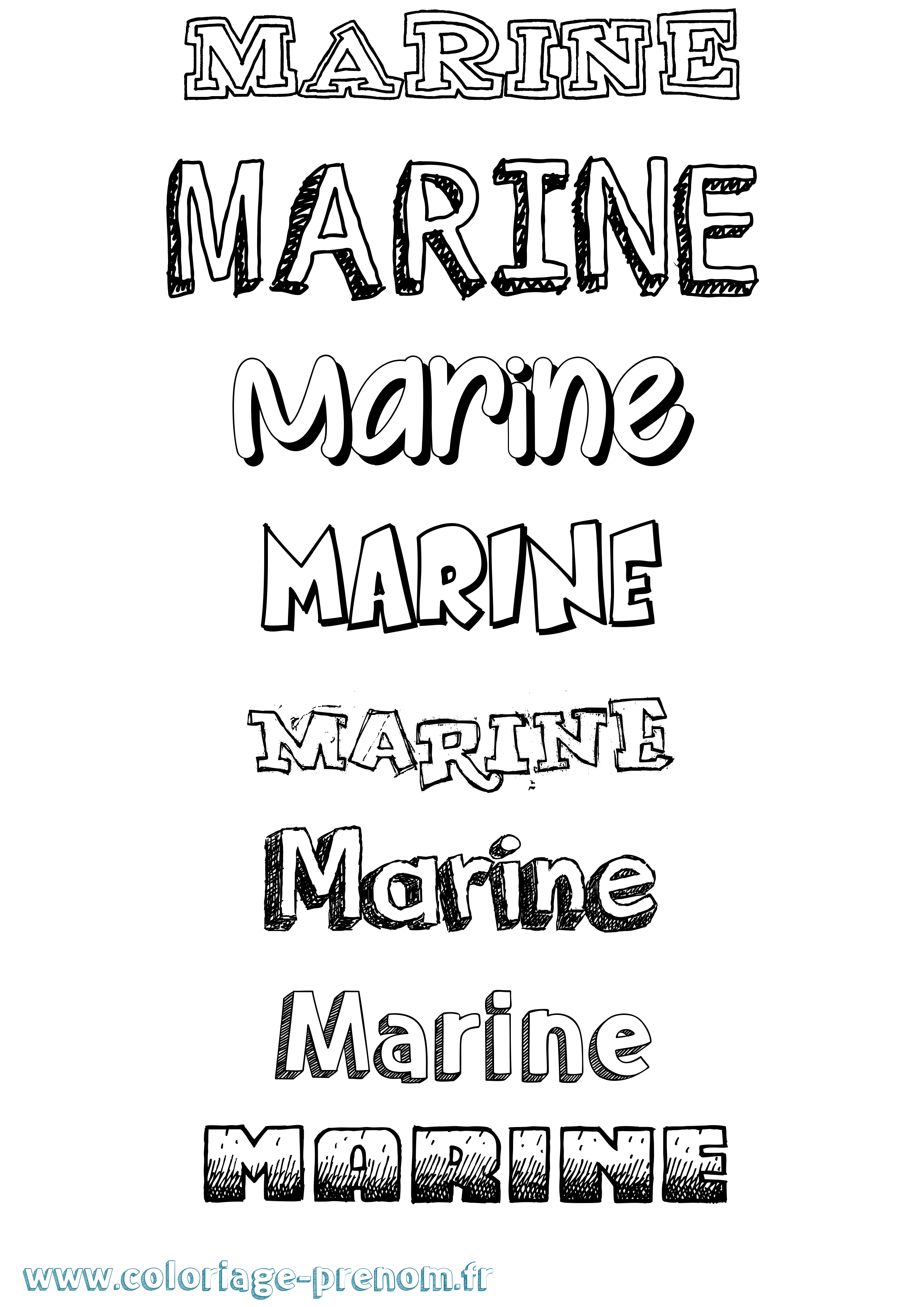 Coloriage prénom Marine Dessiné