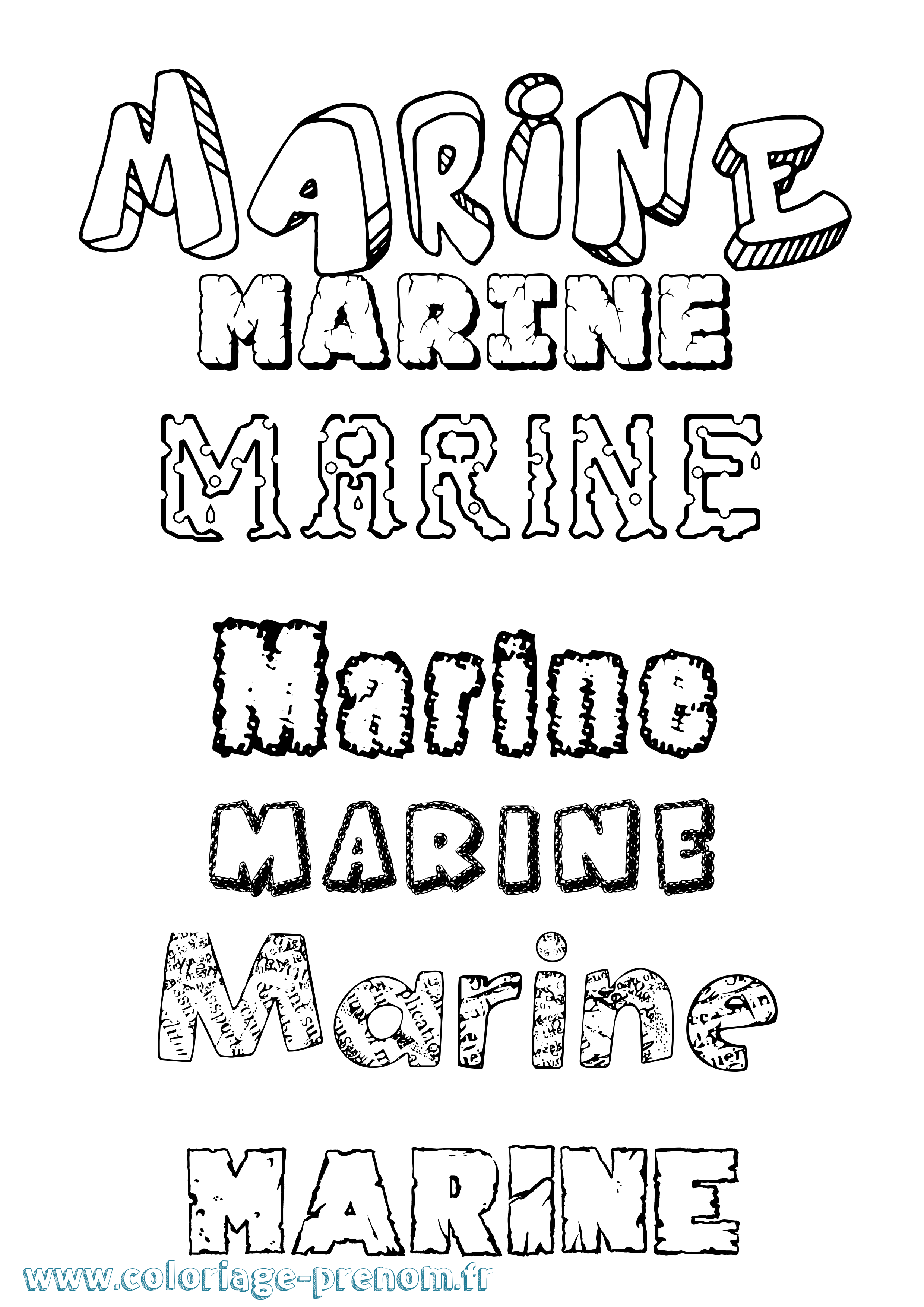 Coloriage prénom Marine Destructuré