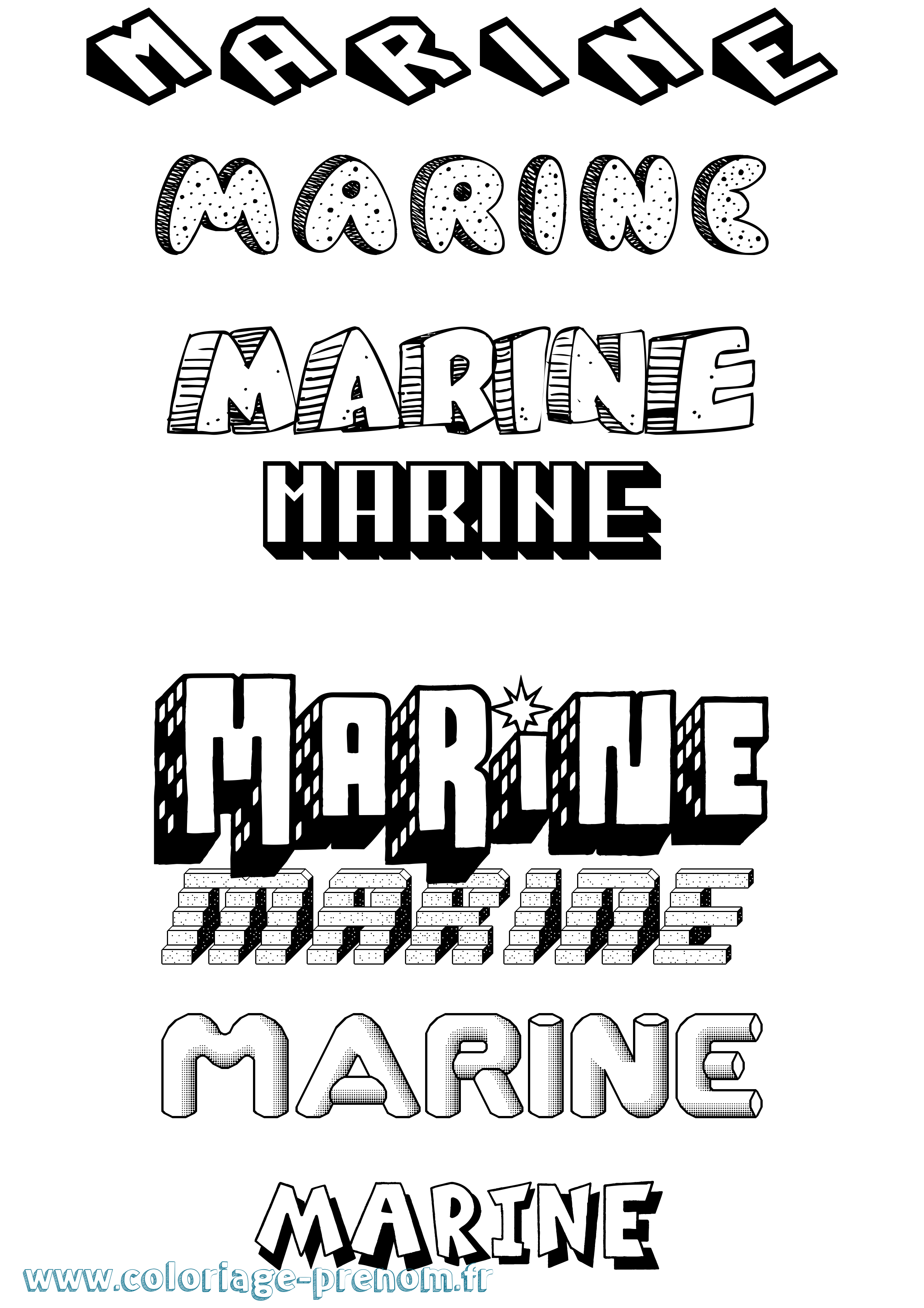 Coloriage prénom Marine Effet 3D