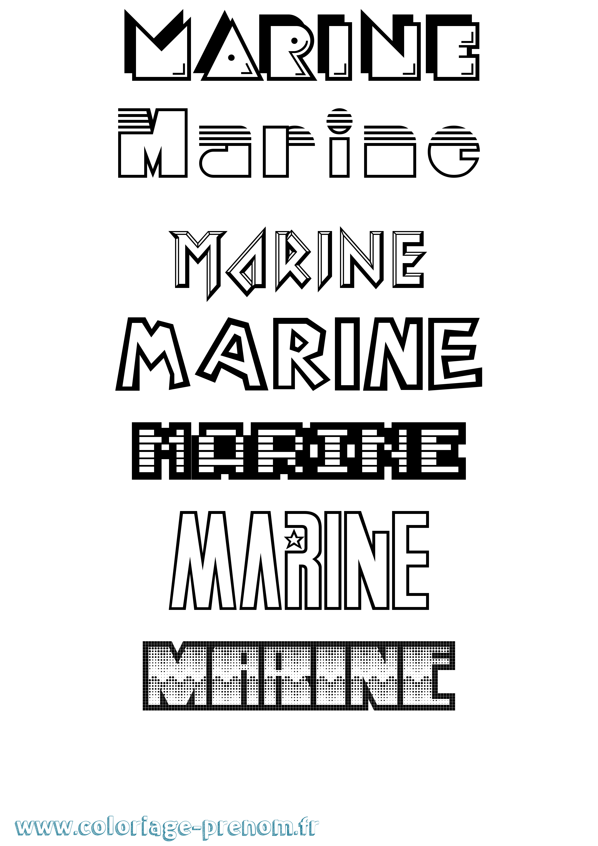 Coloriage prénom Marine
