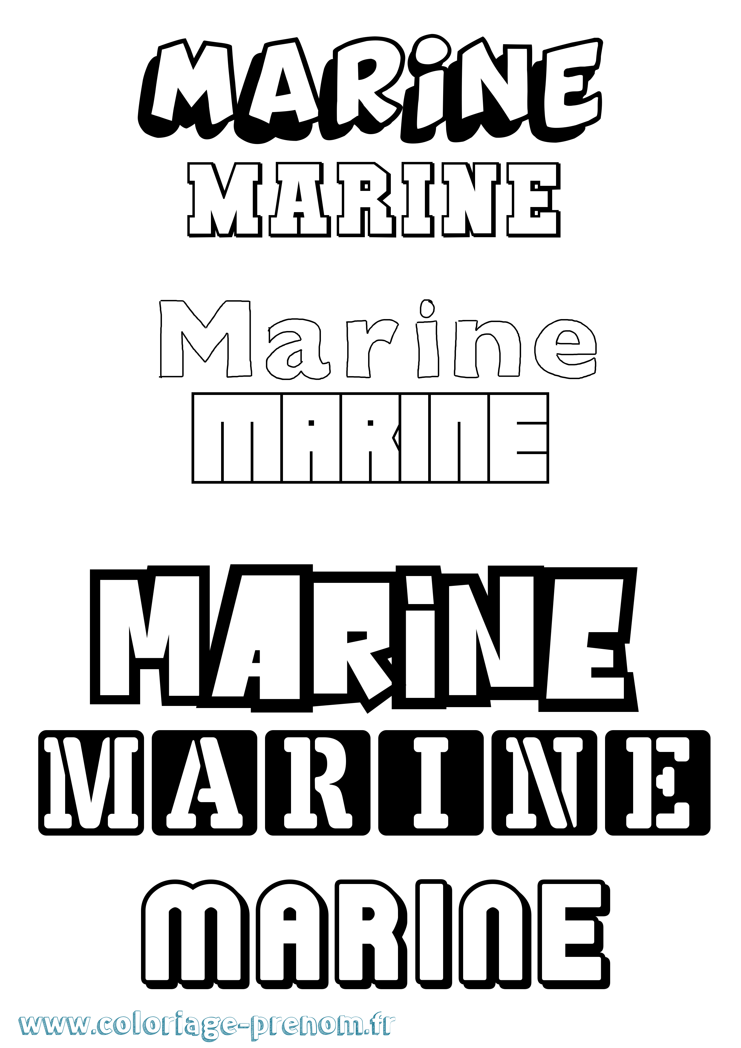 Coloriage prénom Marine Simple