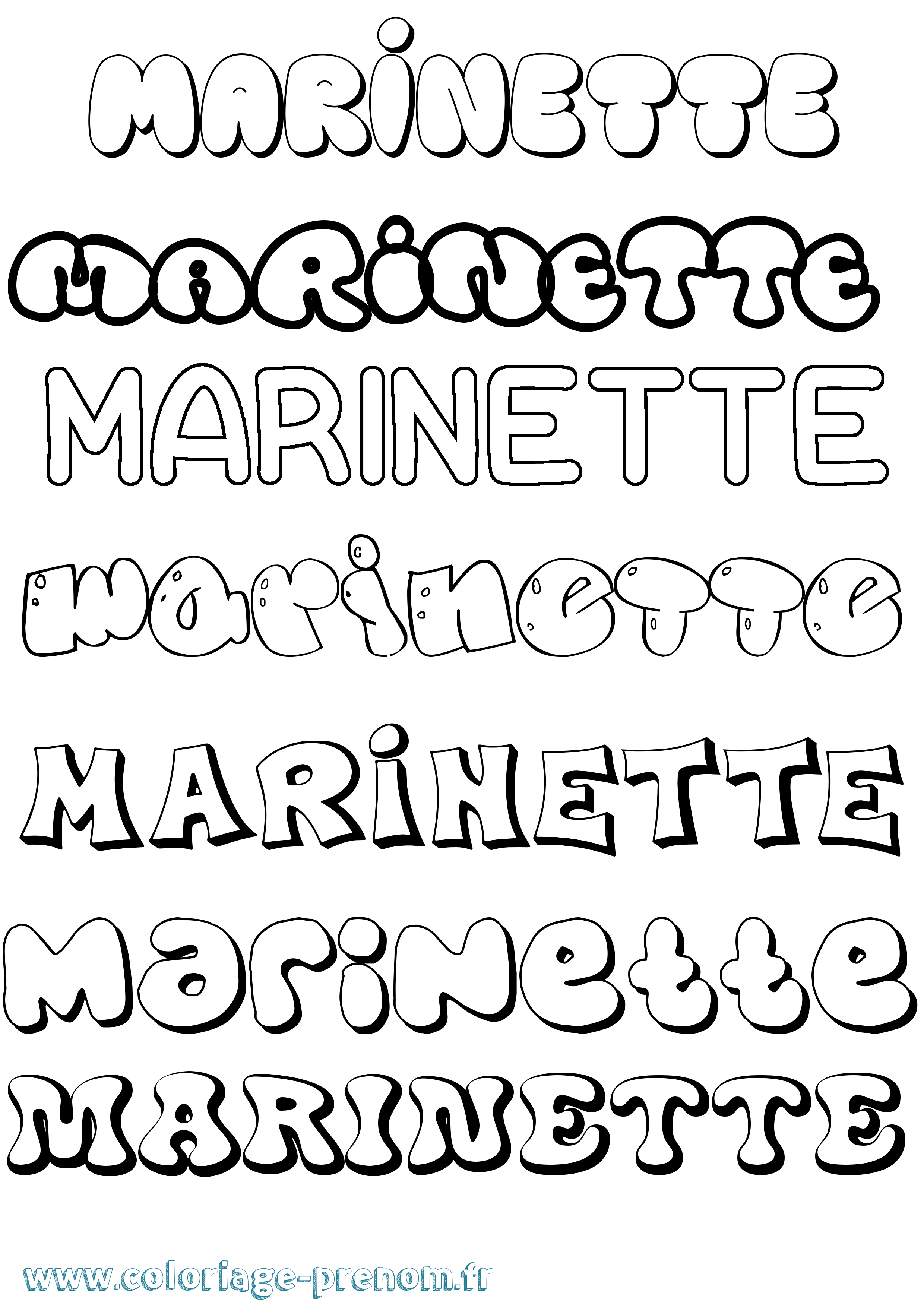 Coloriage prénom Marinette Bubble