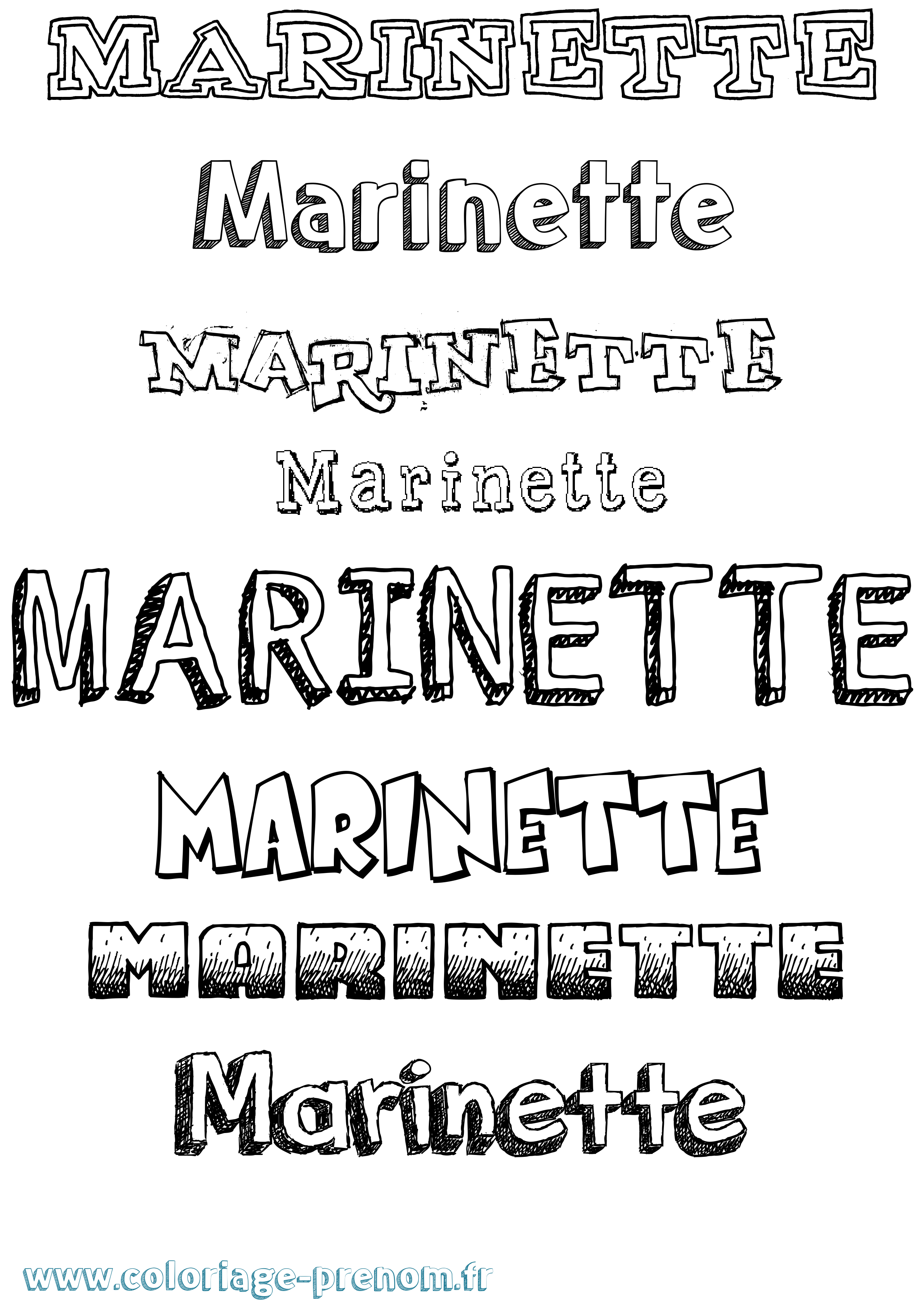 Coloriage prénom Marinette Dessiné