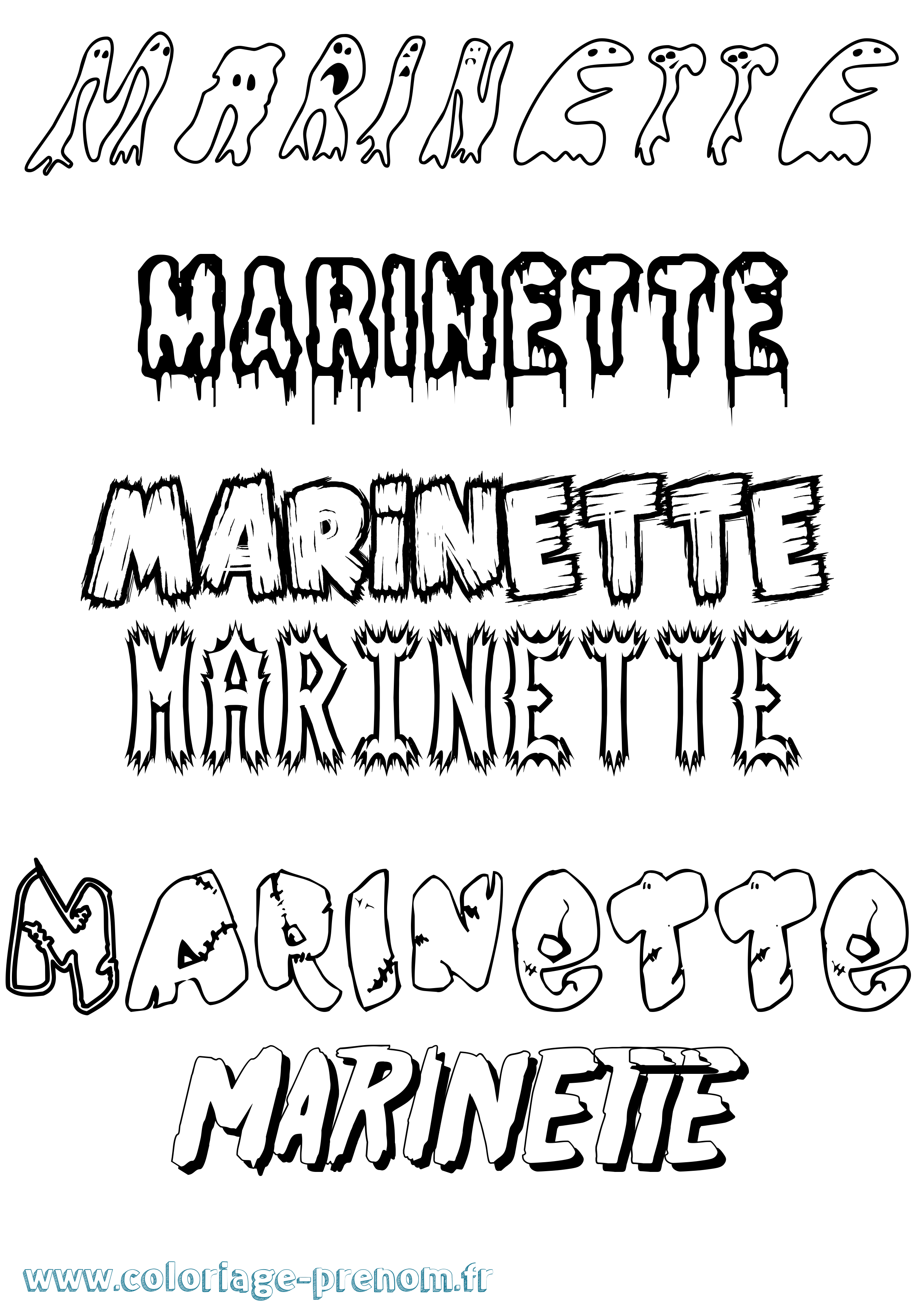Coloriage prénom Marinette Frisson