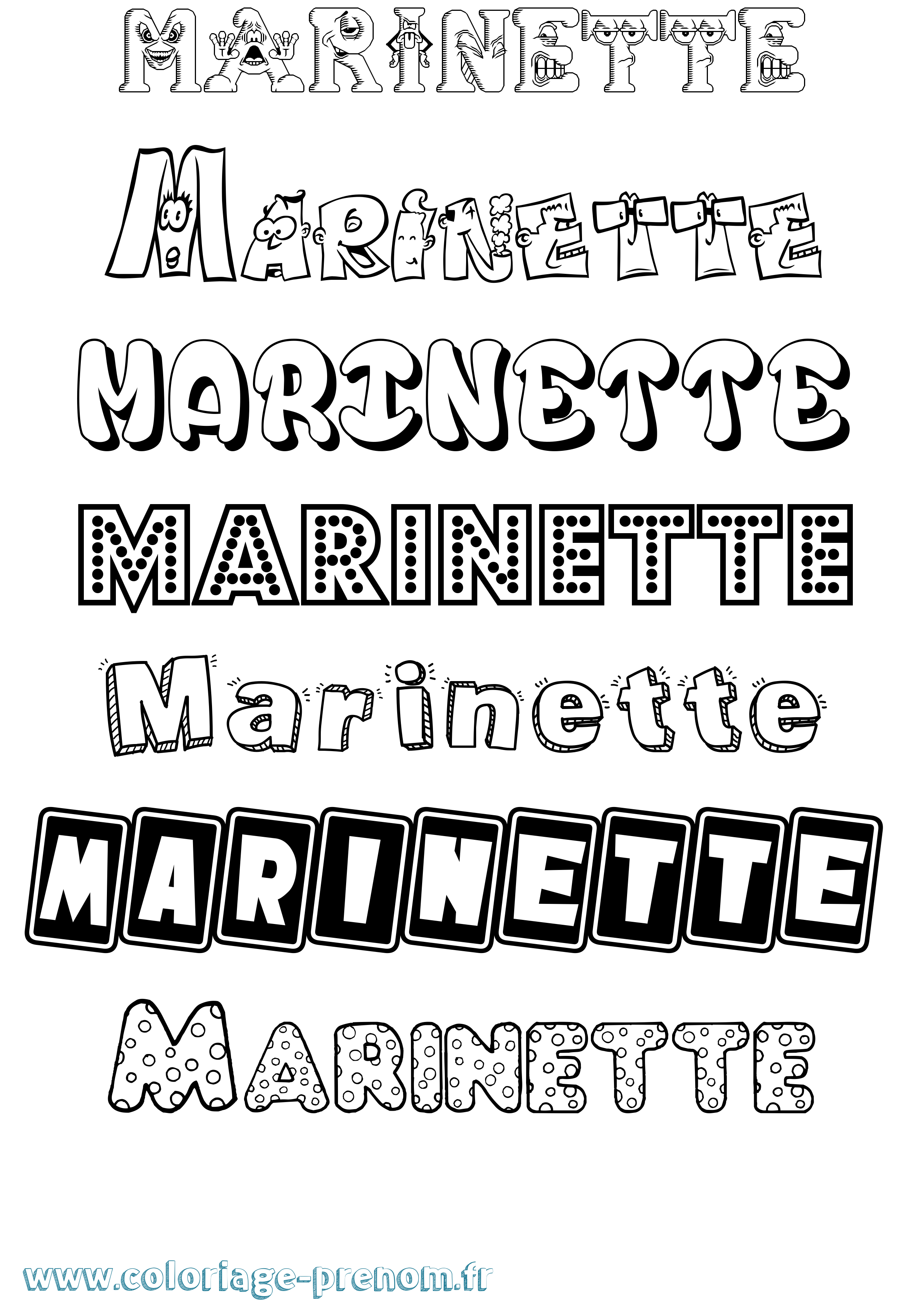 Coloriage prénom Marinette Fun