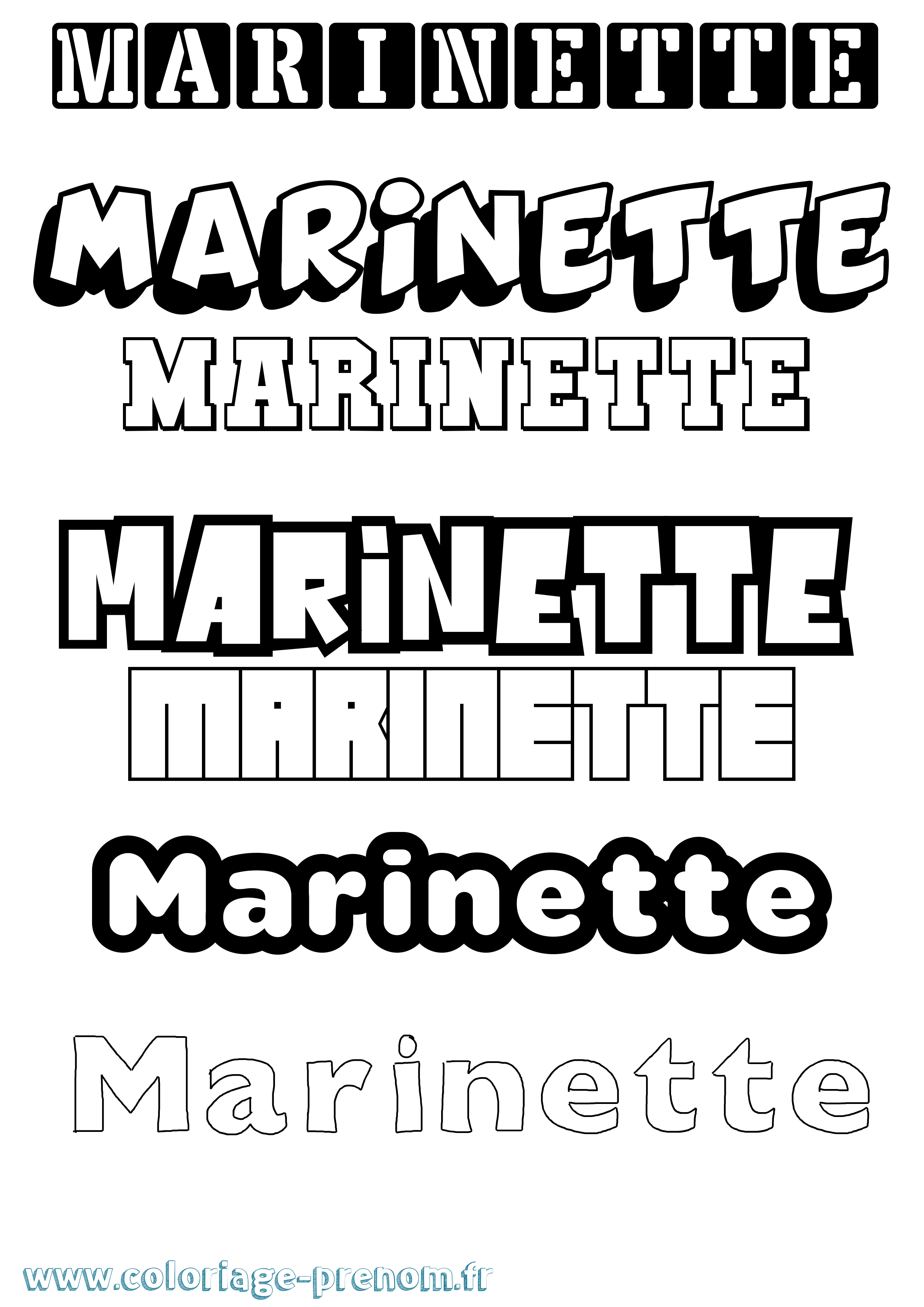 Coloriage prénom Marinette Simple