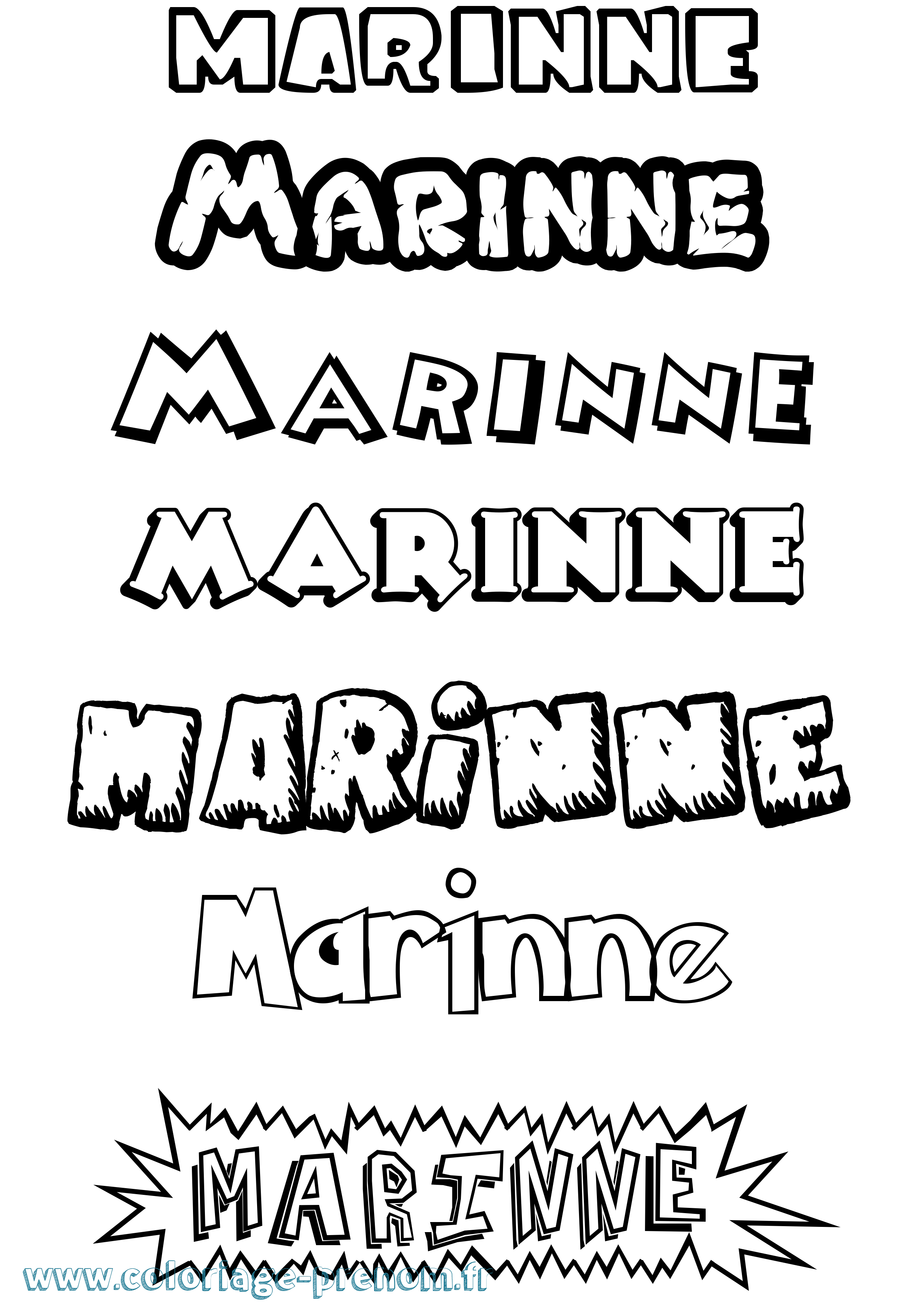 Coloriage prénom Marinne Dessin Animé
