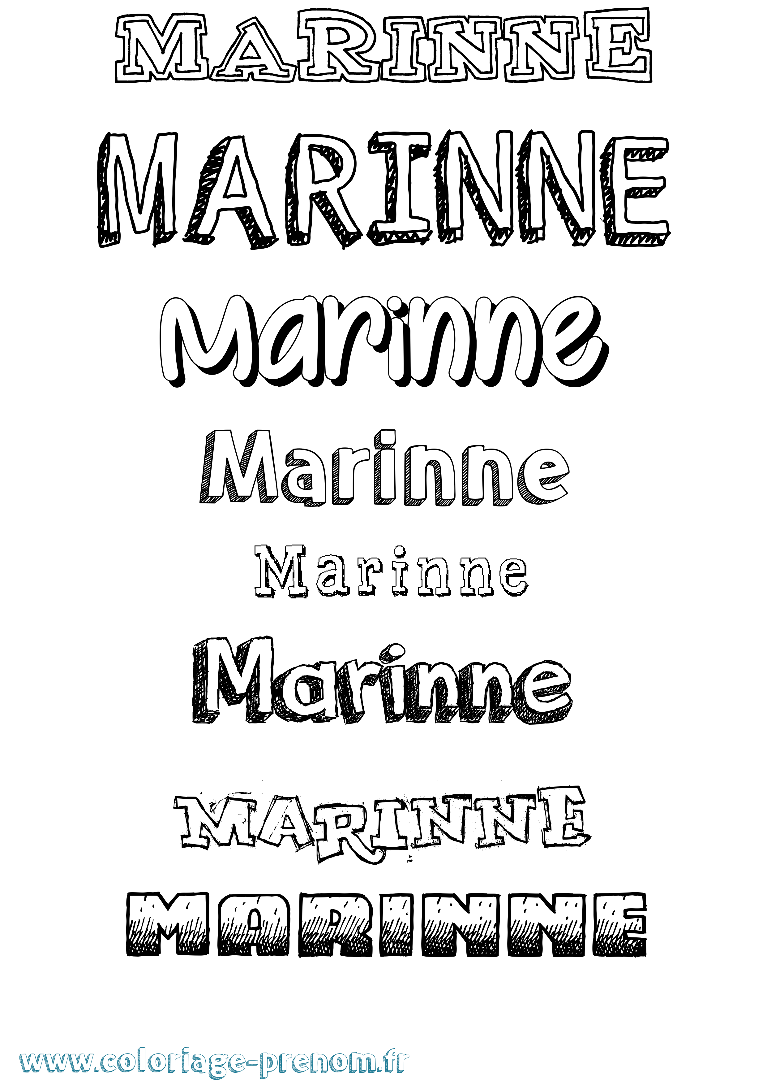 Coloriage prénom Marinne Dessiné