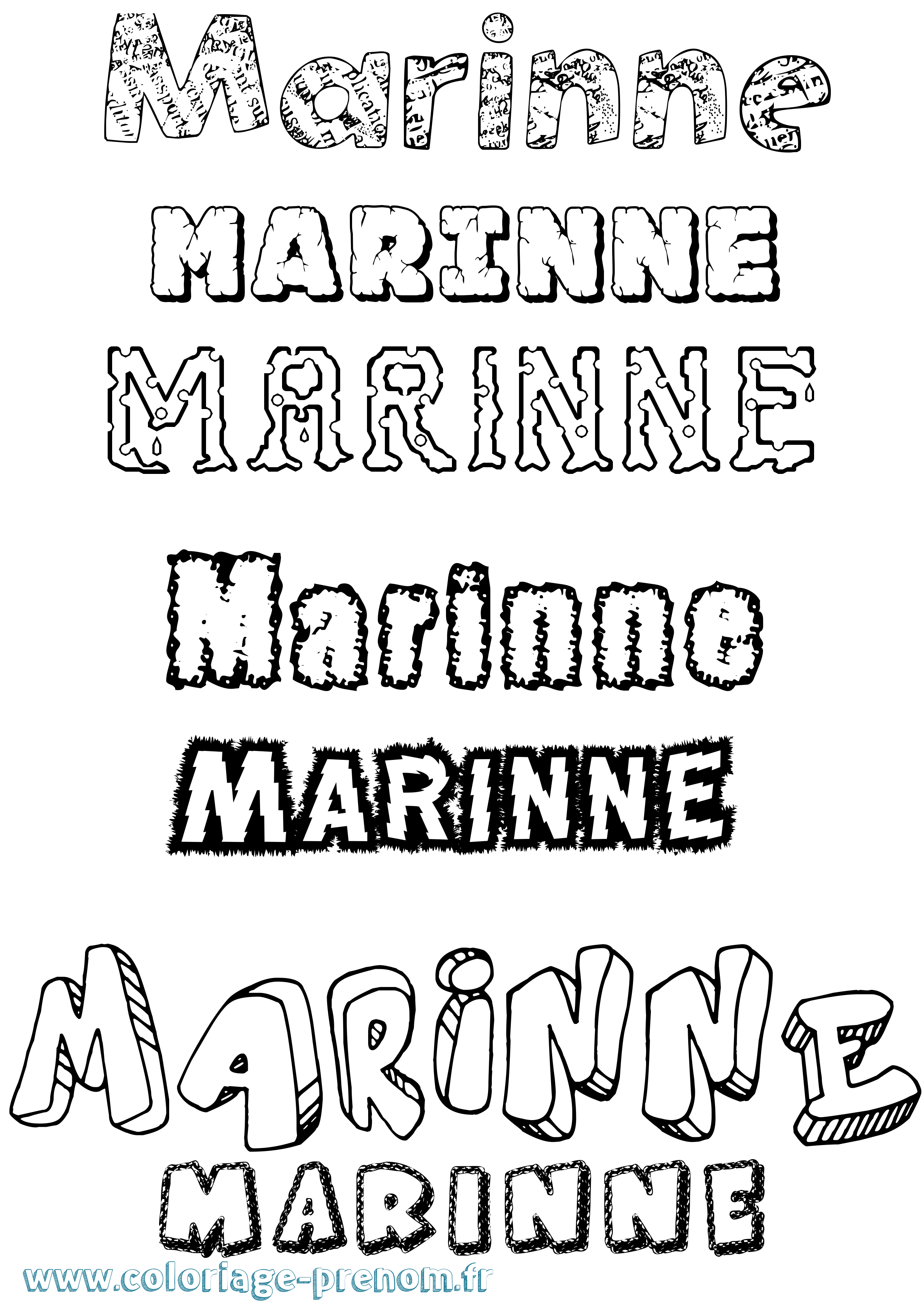 Coloriage prénom Marinne Destructuré