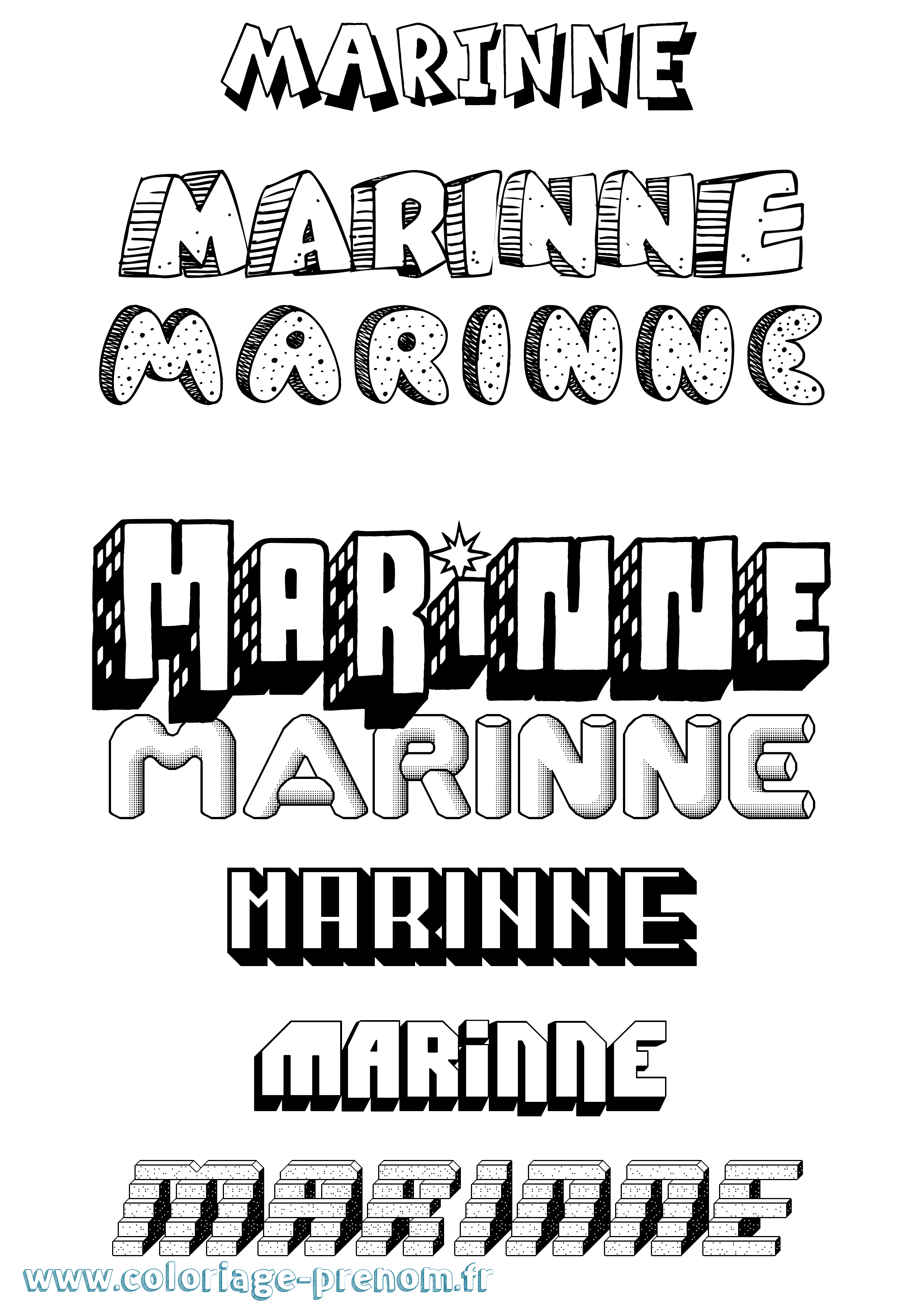 Coloriage prénom Marinne Effet 3D