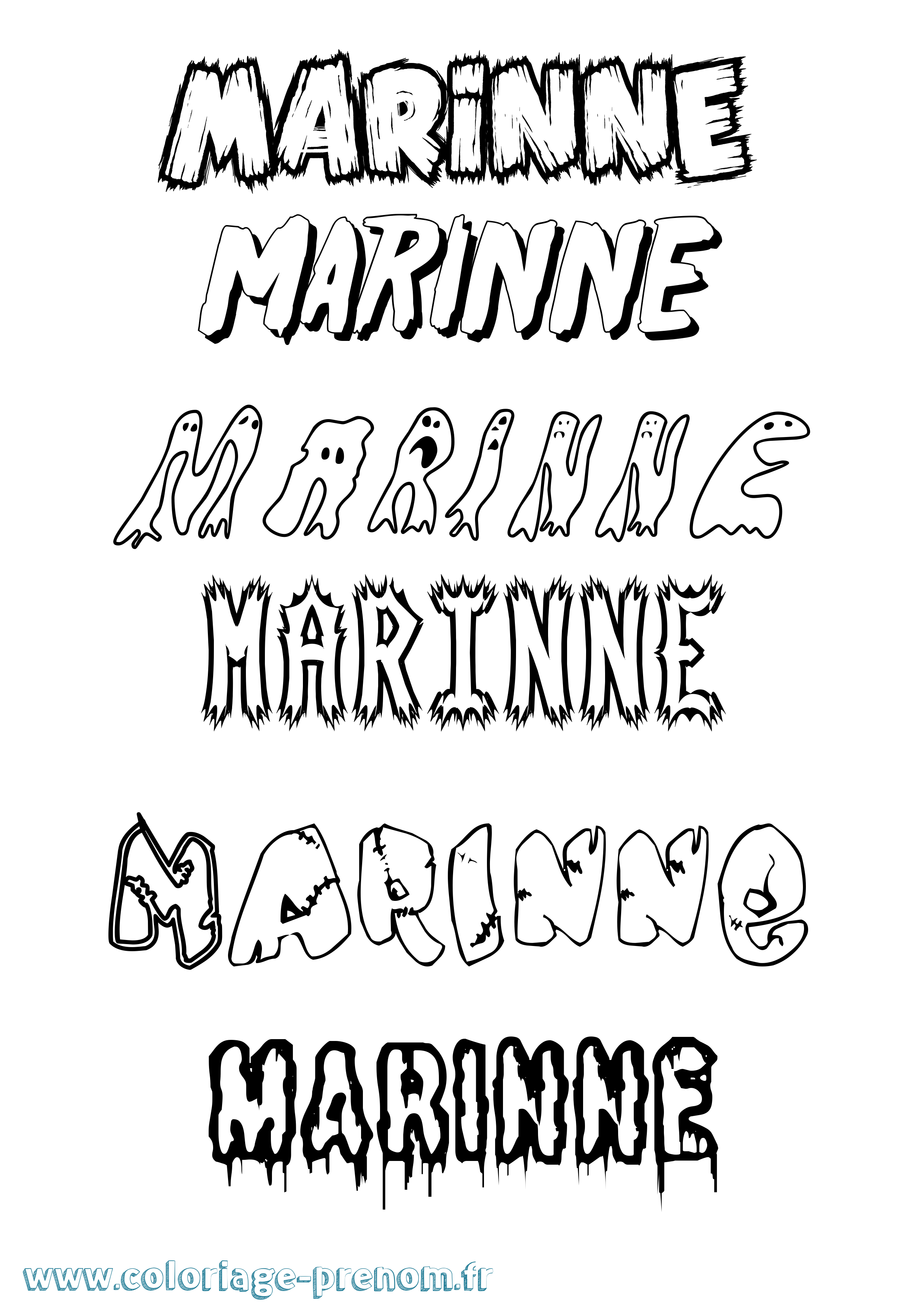 Coloriage prénom Marinne Frisson