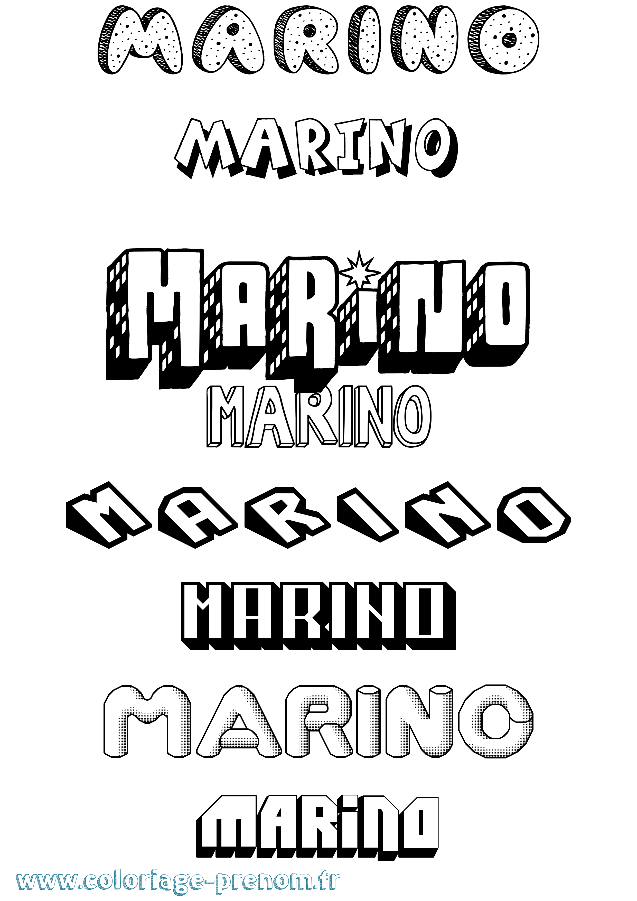 Coloriage prénom Marino Effet 3D