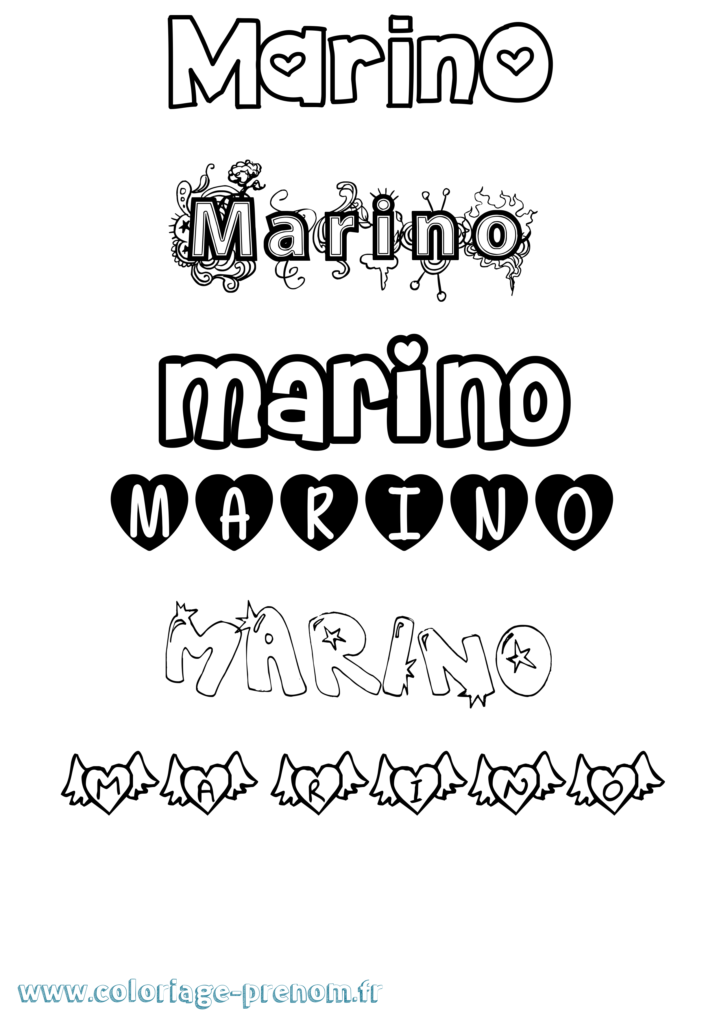 Coloriage prénom Marino Girly
