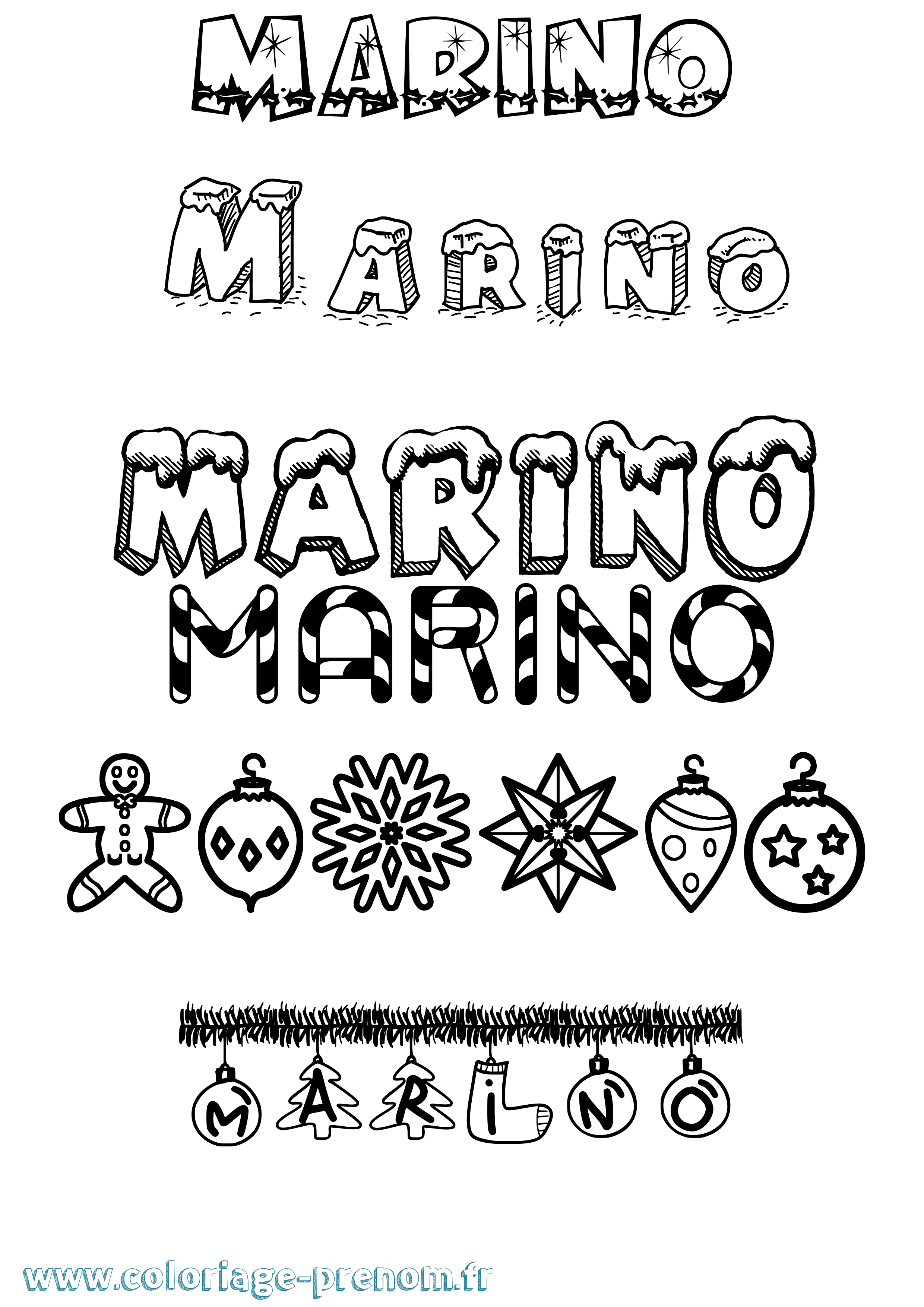 Coloriage prénom Marino Noël