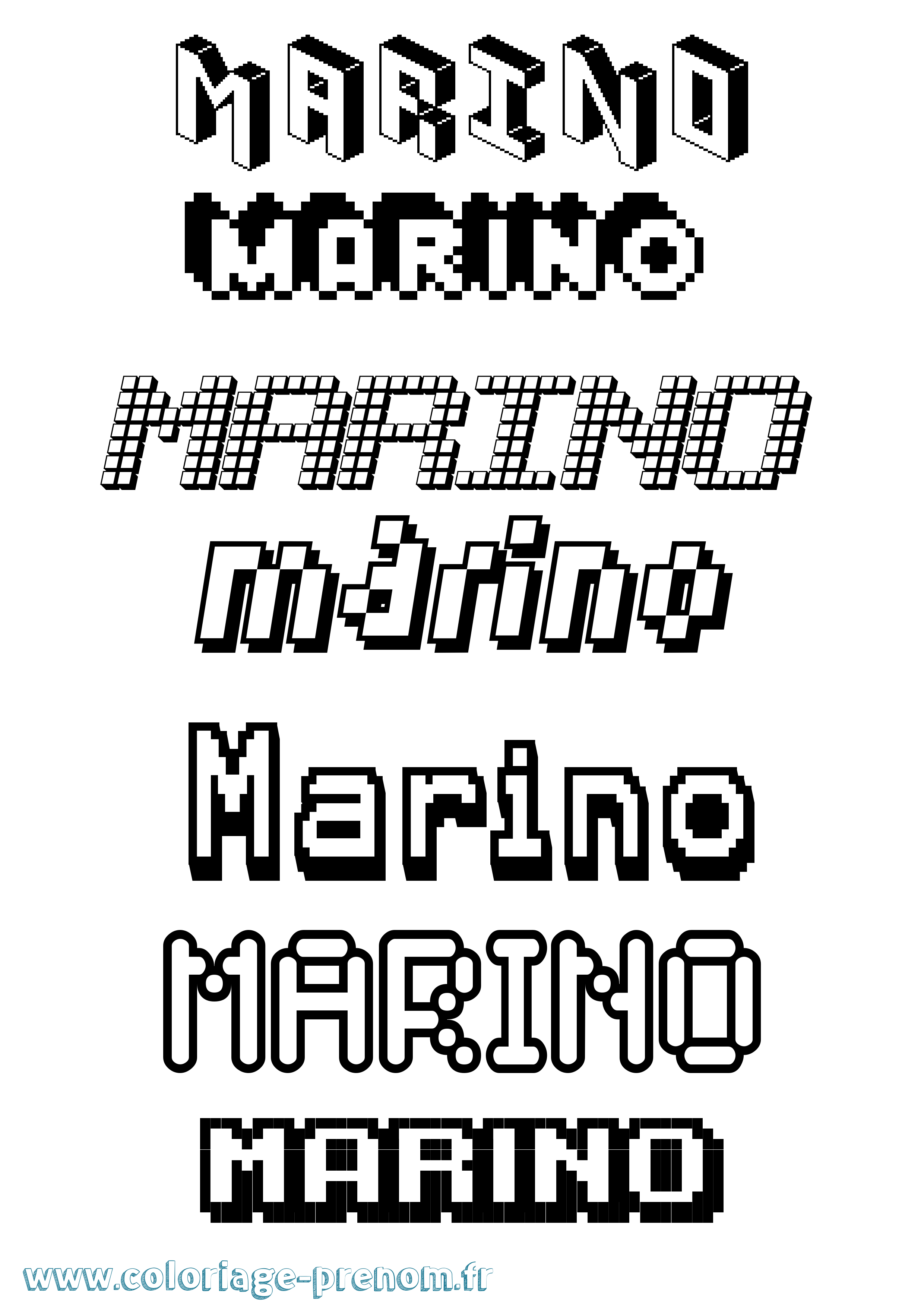 Coloriage prénom Marino Pixel