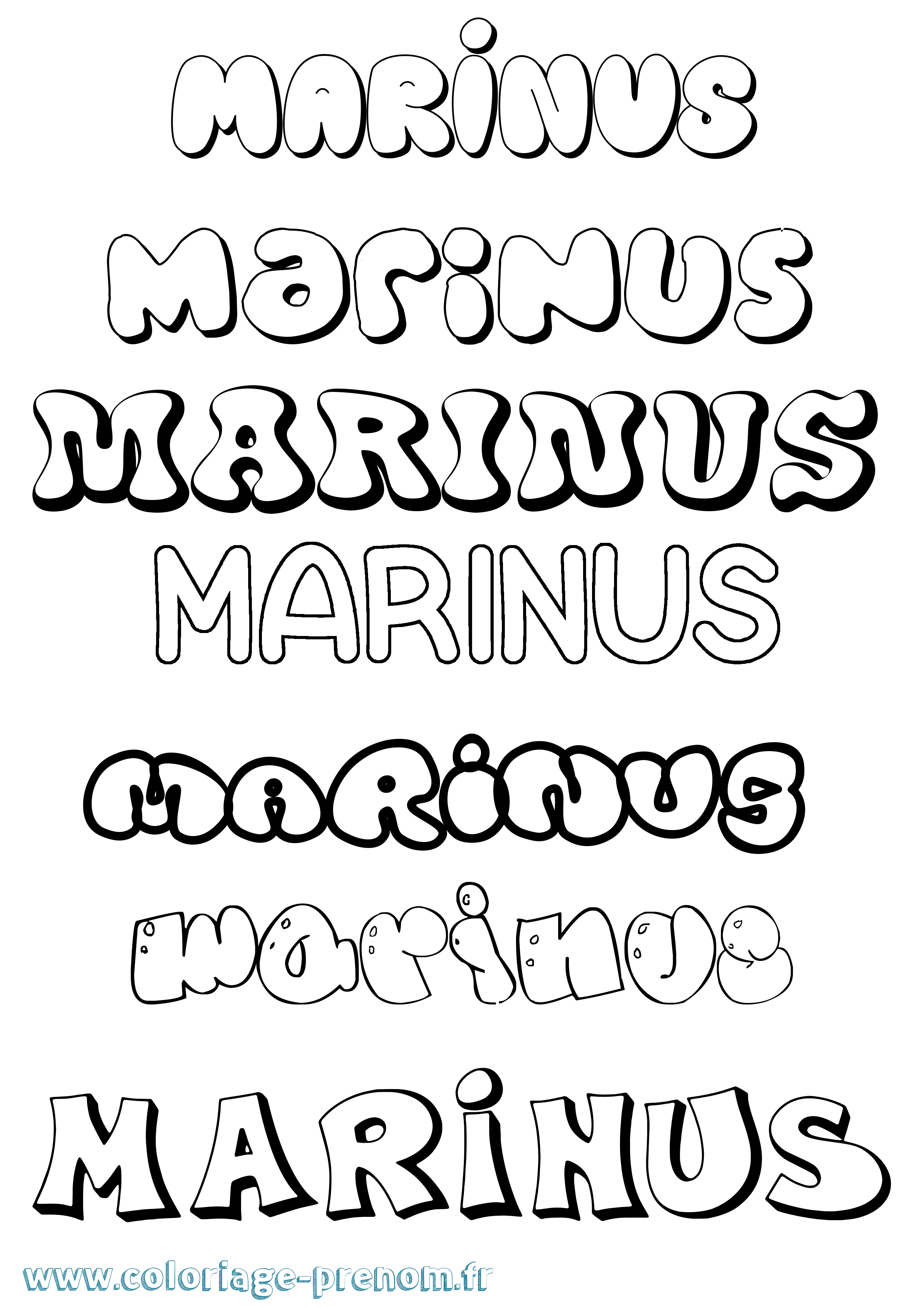 Coloriage prénom Marinus Bubble