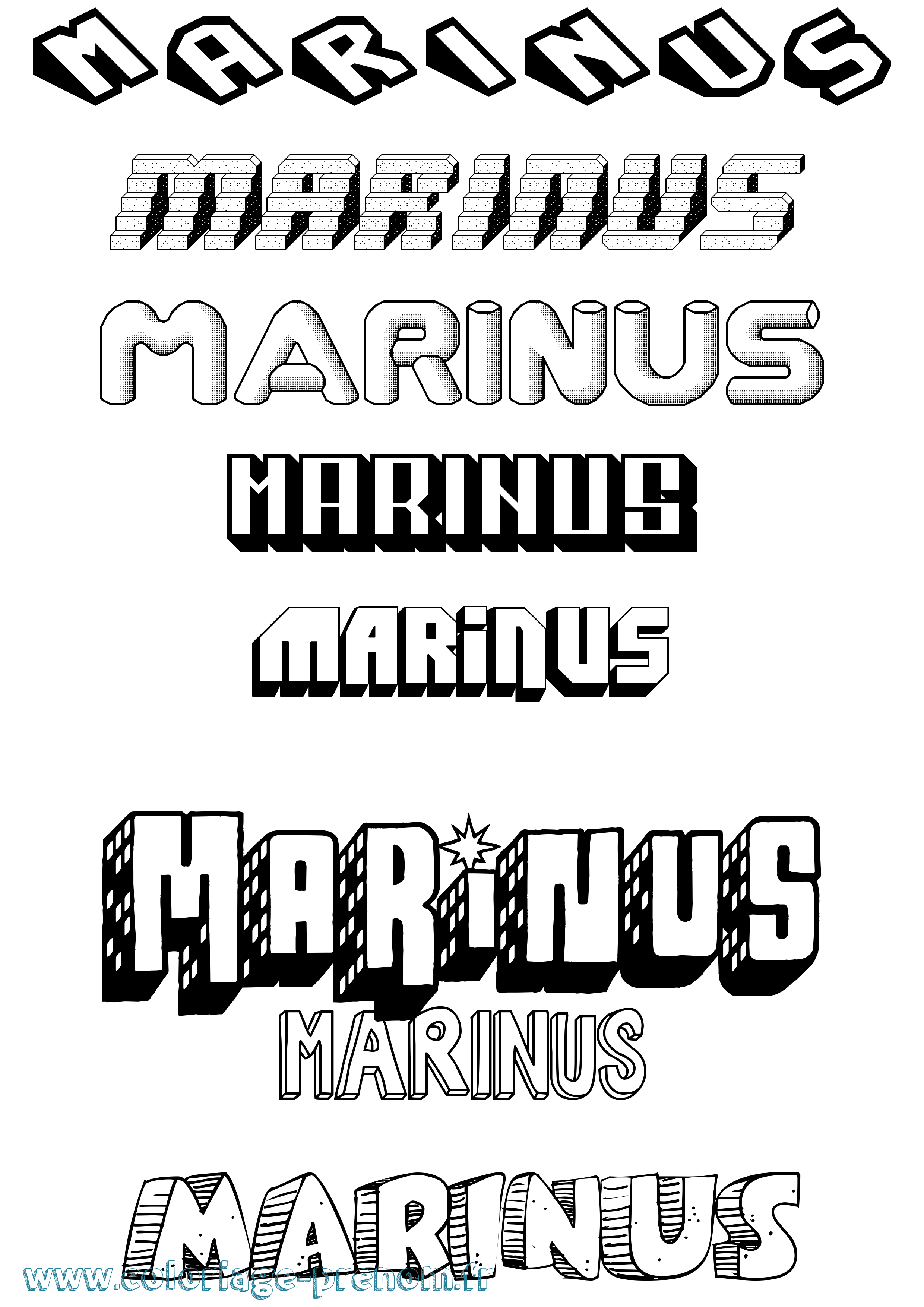 Coloriage prénom Marinus Effet 3D